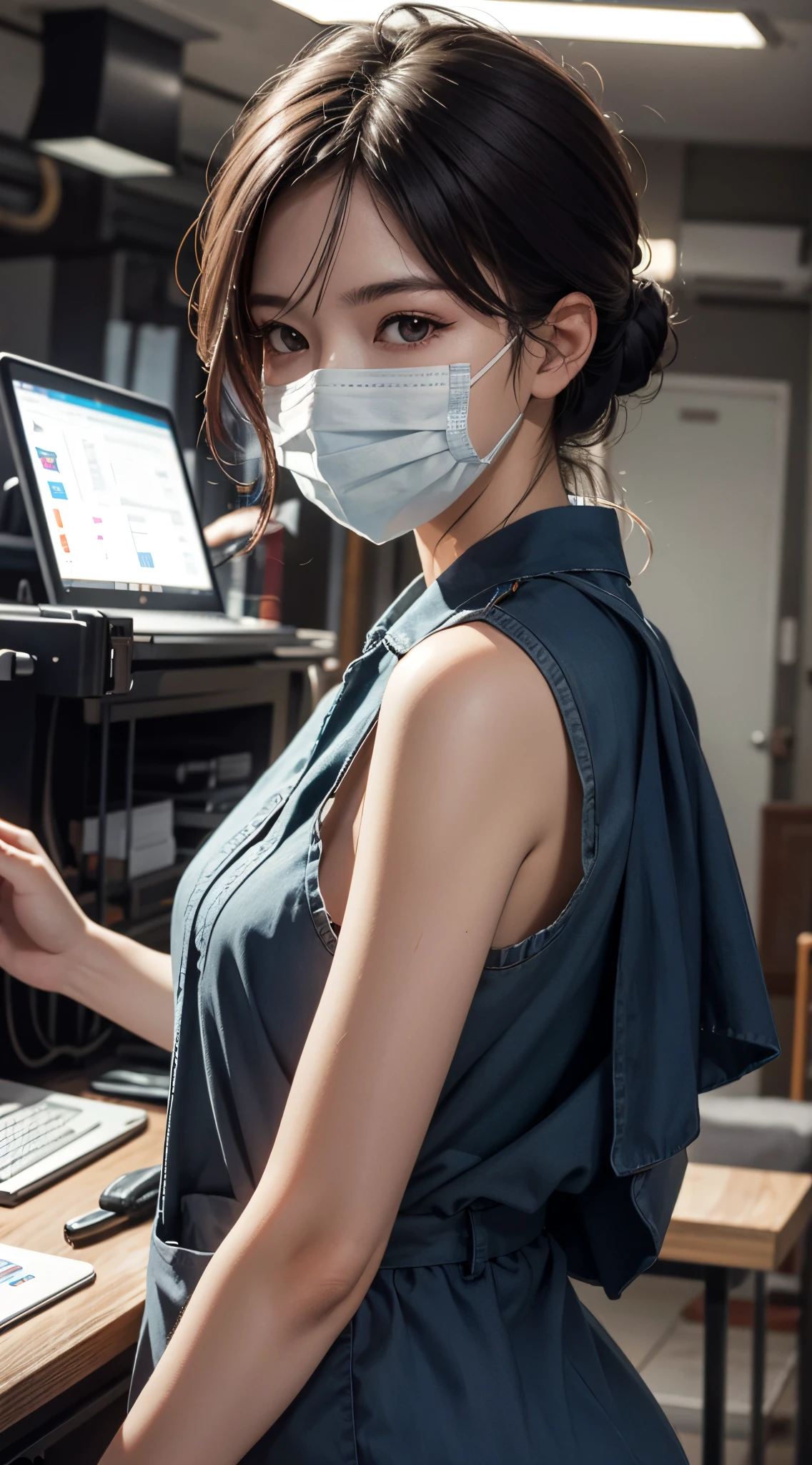 surgical mask, UHD, retina, masterpiece, ccurate, anatomically correct, textured skin, super detail, high details, high quality, best quality, highres, 1080P, HD, 4K, 8k, 16k