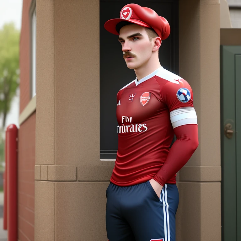 Arsenal goalkeeper Aaron Ramsdale dressed like super Mario