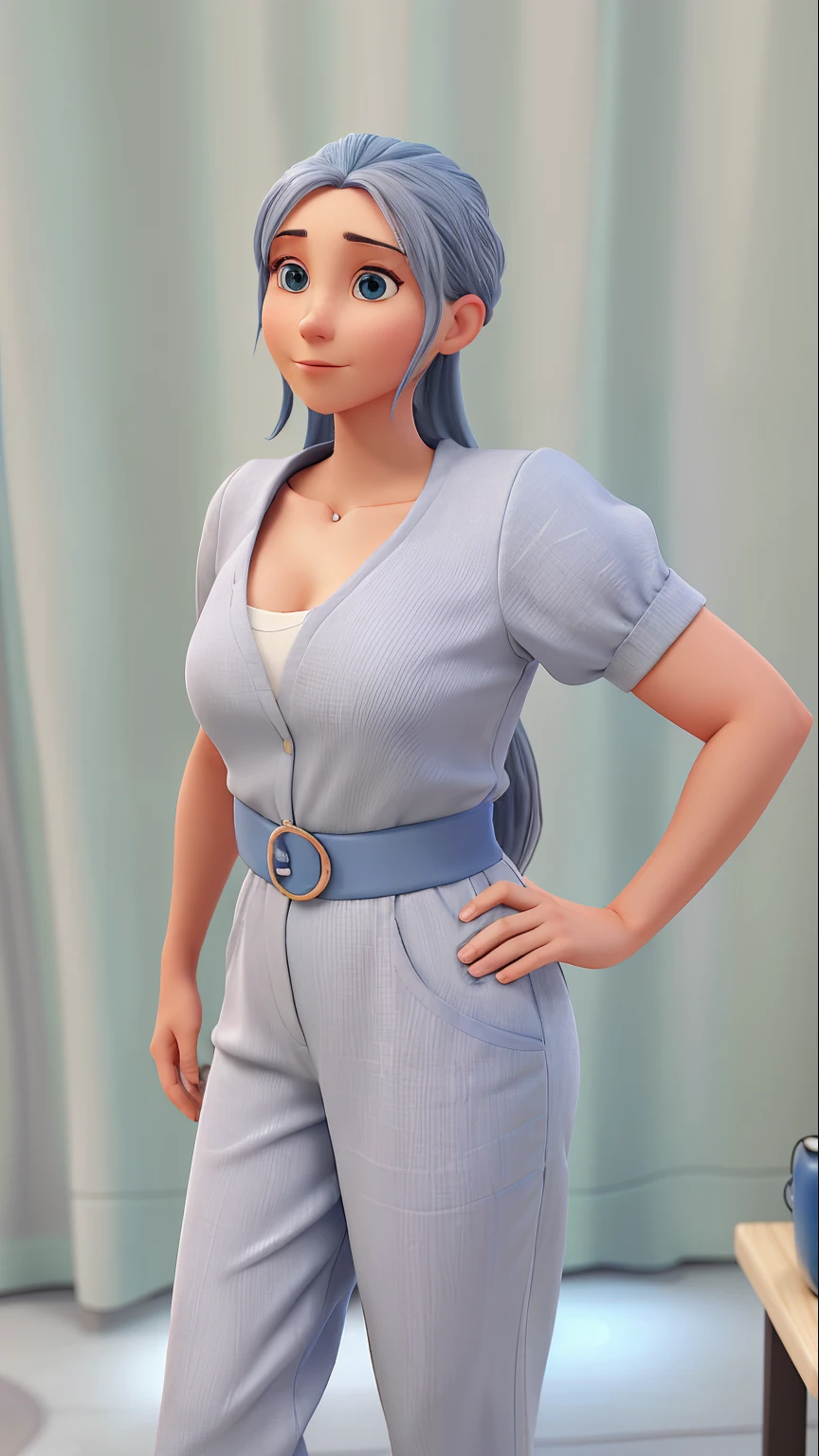 arafed woman in a gray jumpsuit posing for a picture, full body picture, taken in the early 2020s, blue outfit, pale blue outfit, taken in 2022, taken in 2 0 2 0, with shoulder pads, full body photogenic shot, frontal pose, inspired by Esaias Boursse, photo taken in 2 0 2 0