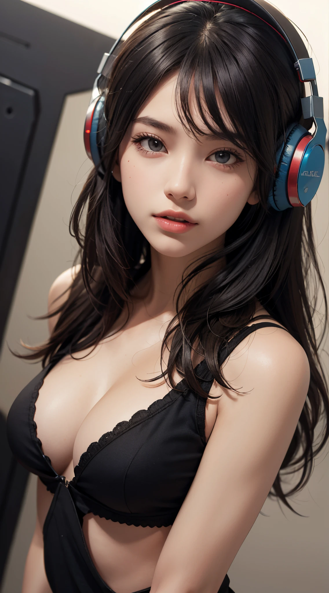 behind-the-head headphones, UHD, retina, masterpiece, ccurate, anatomically correct, textured skin, super detail, high details, high quality, best quality, highres, 1080P, HD, 4K, 8k, 16k