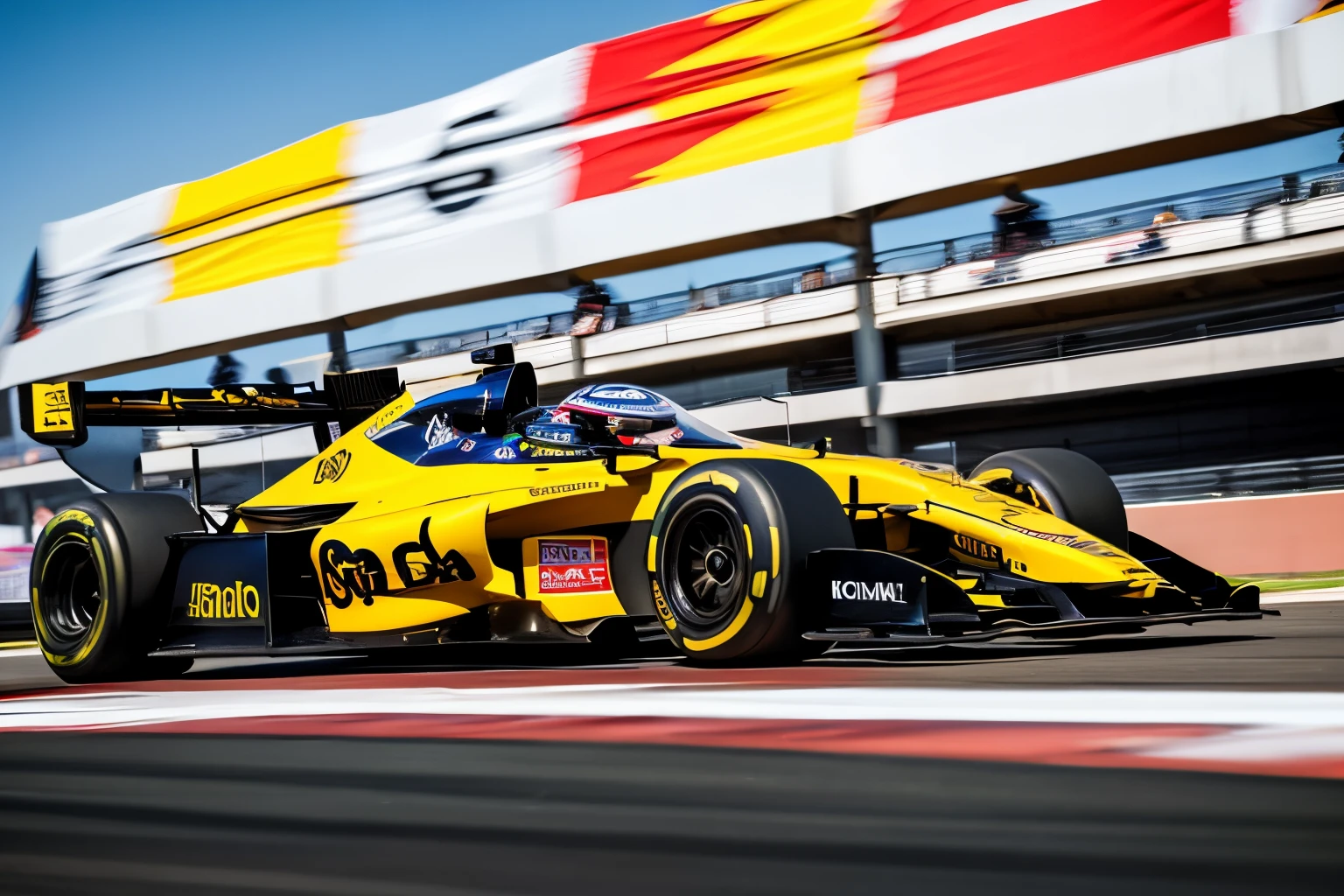 high quality,4k,8k,photorealistic,best quality:1.2,ultra-detailed,(HDR,UHD,studio lighting),(vibrant colors,bokeh),(detailed textures,sharp focus),(professional,professional-grade),dynamic composition,fast-paced atmosphere,exciting indy car race scene,(sunny atmosphere,daytime setting),spectators cheering,driver in race suit,focused driver expression,engine noise,(colorful race cars,racing cars speeding),(flag waving,checkered flag),adrenaline rush,competitive spirit,energetic crowd,thrilling experience,(main grandstand,pit lane),(modern architecture,stylish design),(unobstructed view,360-degree panorama),luxurious facilities,comfortable seating,sophisticated ambiance,(excellent facilities,convenient amenities)
