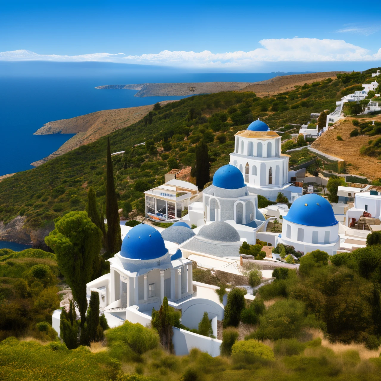 Greece, futuristic, 3023, greek island, realistic, sea, the richest country