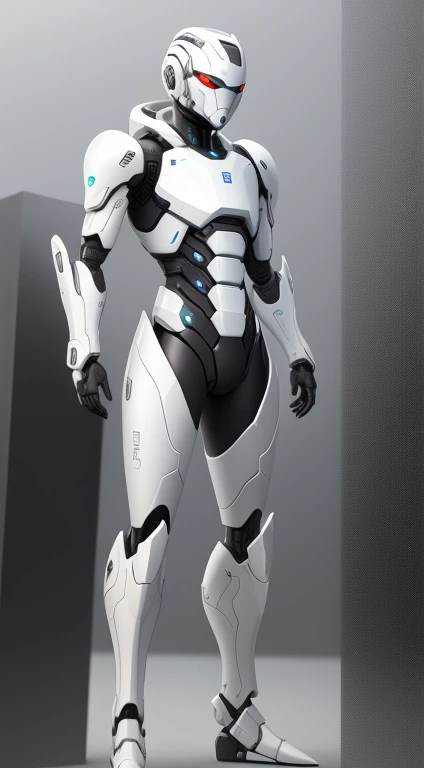 A cool humanoid combat android from the near future。Base color is white