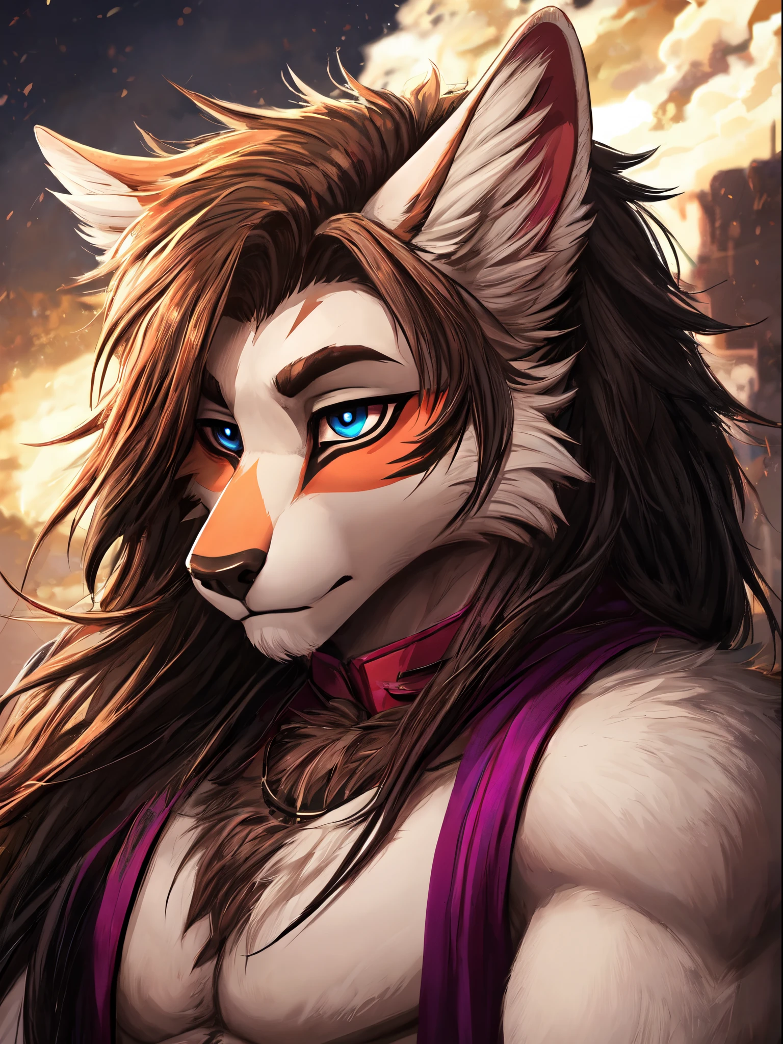 8k . 4k , Meisterwerk , Much details , beautiful , Ultra Sharp , Furry , Fursona Gay , Fur , masculine , sexy , traumhafte landschaft , have fun , Pride , dynamisches Licht ,emotional,expressive eyes,flowing hair