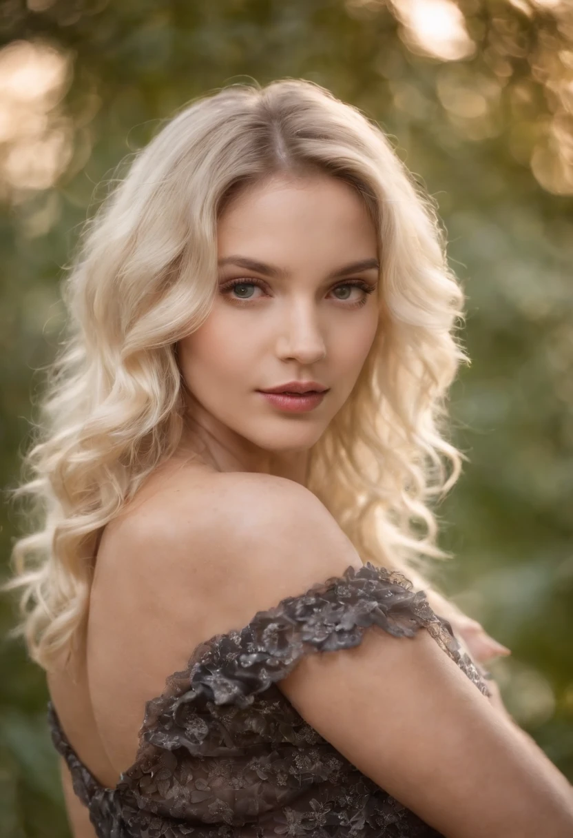 1 sorrindo, Curly blonde hair with black roots, grandes seios nus, sentado com as pernas abertas, calcinha de renda roxa transparente pequena detalhada, Vista do observador de baixo
