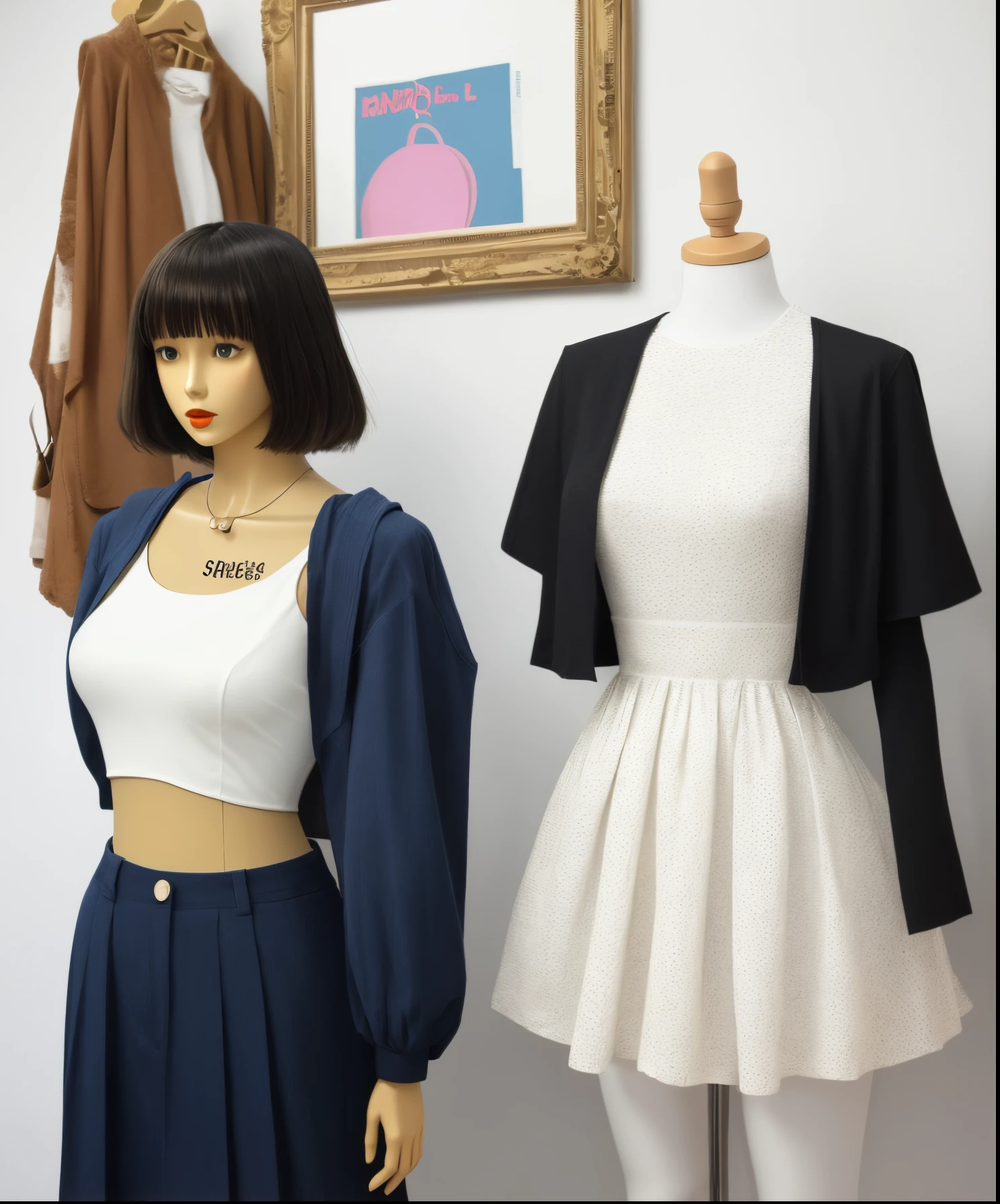 make an outfit on a mannequin inspired by dr seuss books in a white background