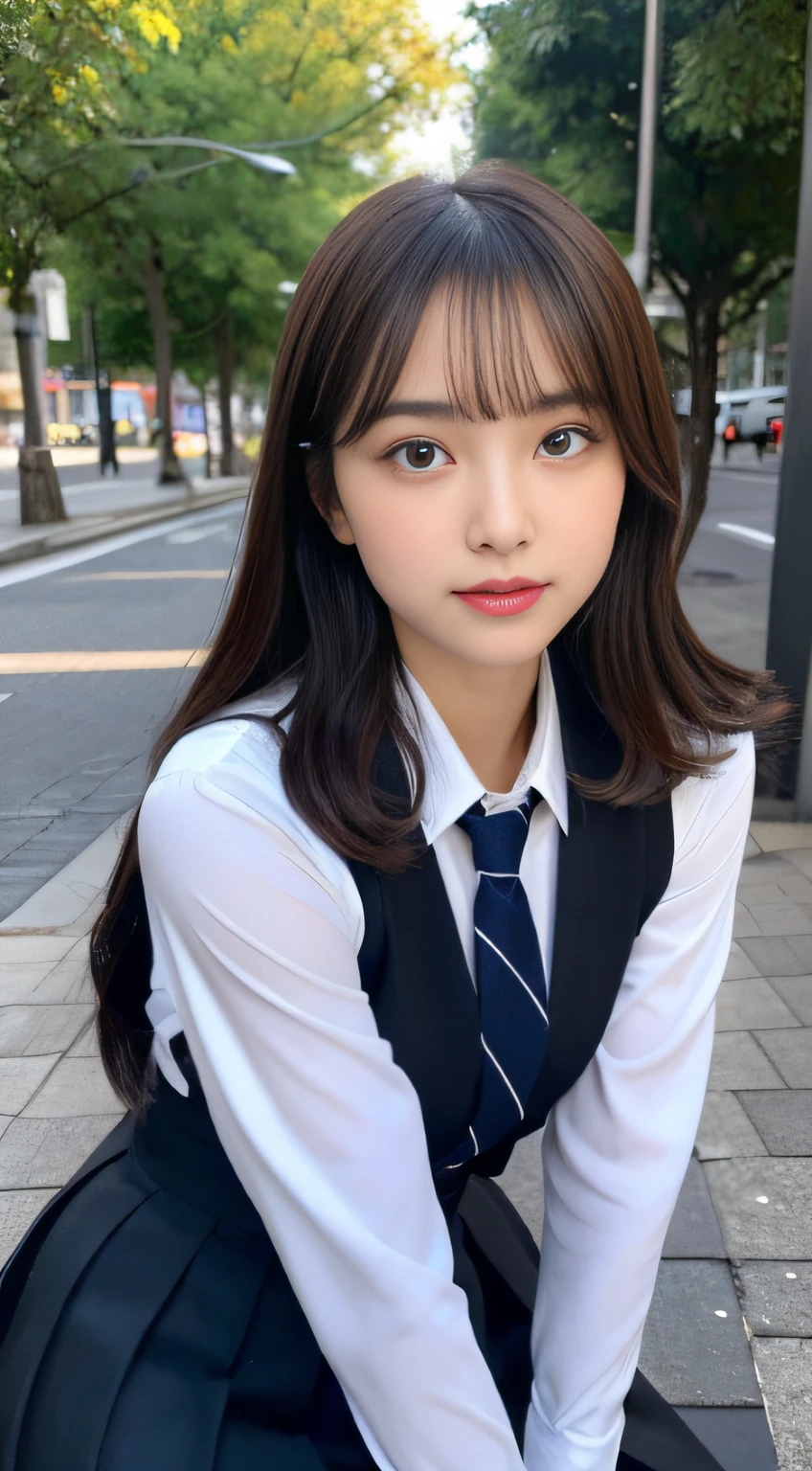 (((32ｋ,high detal,high-detail、​masterpiece,Attention to detail,full body Esbian,独奏))),Raw photo & realistic atmosphere,beautiful dark blue eyes,Detailed mouth,Glossy lips,Detailed eyebrows,Eyes drawn in detail with soft white skin that shines with every detail、azure eyes,Very beautiful eyes,Detailed lips、Very beautiful face,Very well-formed face、Lifelike face,shiny beautiful lips, Realistic Young Gravure Idol, very beautiful school girl, ,Moderately beautiful, Young Sensual Gravure Idol, Young Gravure Idol, Beautiful, Cute and sexy１5  old schoolgirl,the whole body is wet,dripped out,with a flushed face,Incredibly beautiful１5-year girl,short-cut,Brown shiny hair,Hair is wet,Dripping water,dripping,（Black pantyhose,Beautiful fece,Looking at the camera：1.4）,（HDTV JAPAN HDT VISION BLACK HDT VISION BLACK HDTV HDTV BLACK HDTV HDTV BLACK HDTV UNIFORM,well-shaped breasts,,Mature body, I'm anxious and about to cry,Moist eyes,cold smile,glareing,The glaring face is also beautiful：1.5）,（The chest of the uniform is open,Bike ride in the city,Straddling a bike,pedal a bike,rollback,Ride a bike in black pantyhose：1.7）