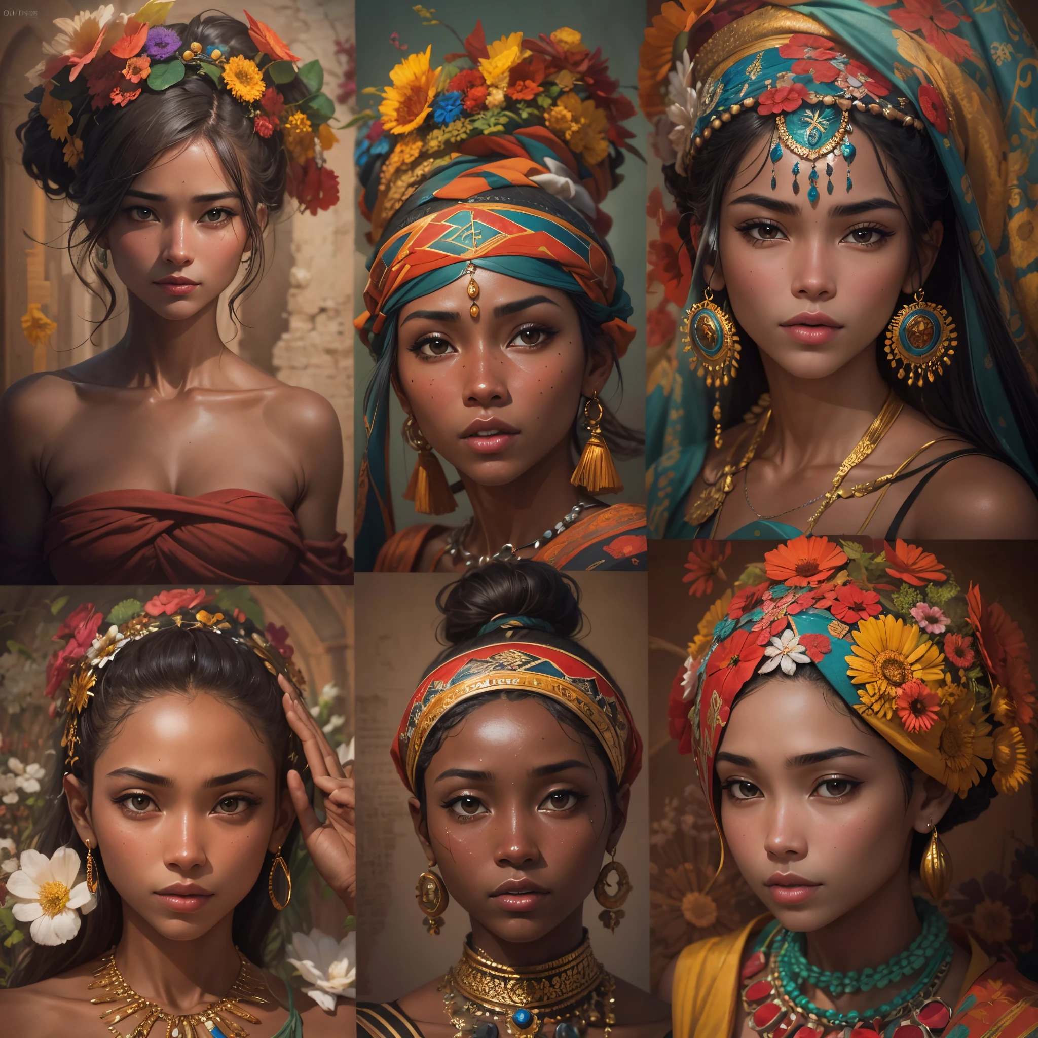 Desperte a Beleza Global: Explore the diversity of beauty around the world in a single image. Create an extraordinary composition that portrays the essence of the most beautiful woman from each of the 100 countries. Permita que a diversidade cultural, the unique nuances of each nation and the multifaceted beauty of these women are captured in an authentic and stunning way. Highlight the uniqueness of characteristics, expressions and characteristics that represent the unique beauty of each region