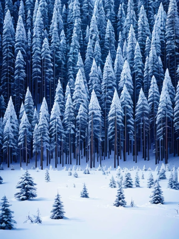 A snowy forest,Arafad landscape with several trees, lush winter forest landscape, snow white forest, snow forest,