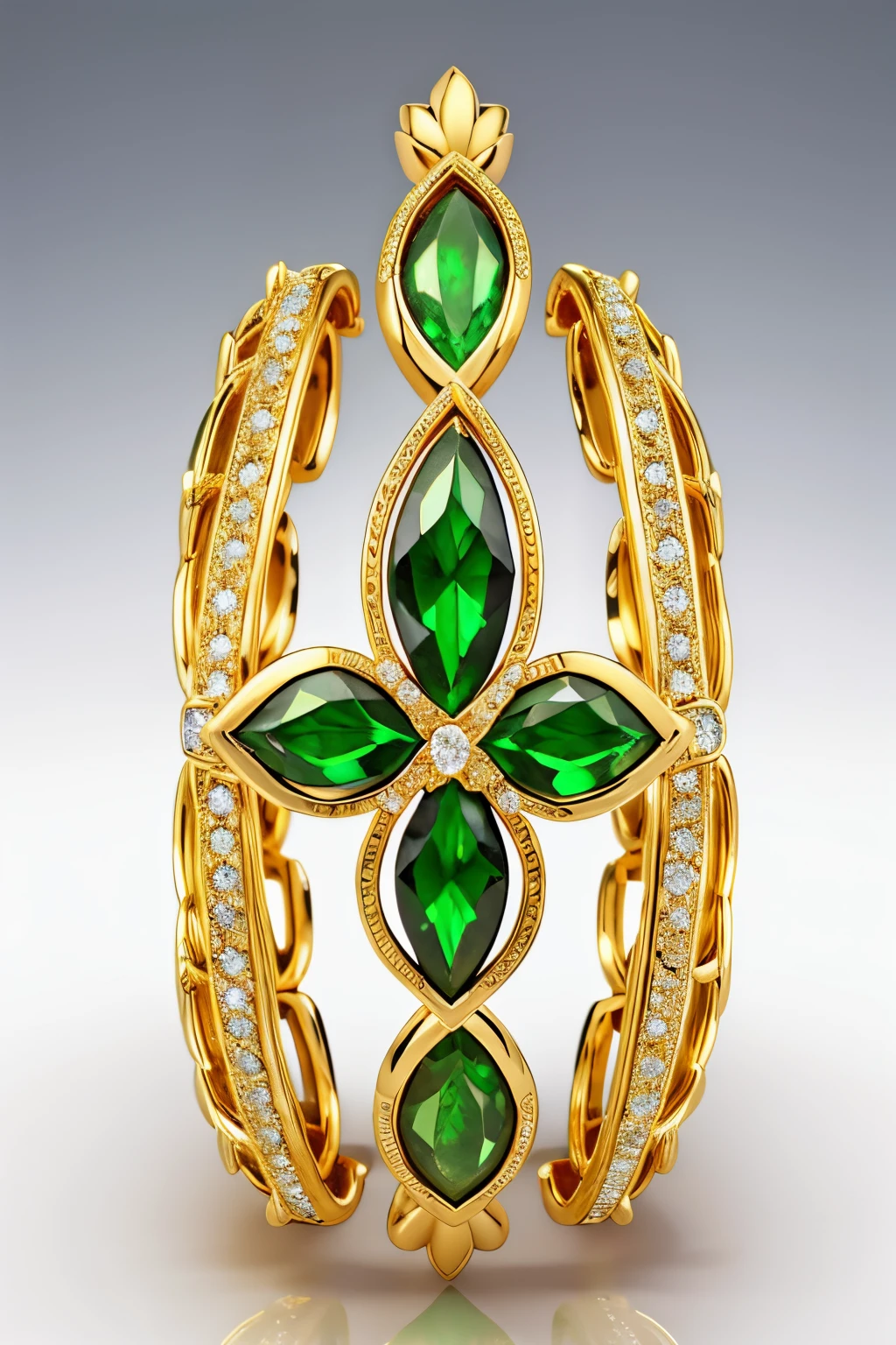 gold bracelet with emeralds and diamonds