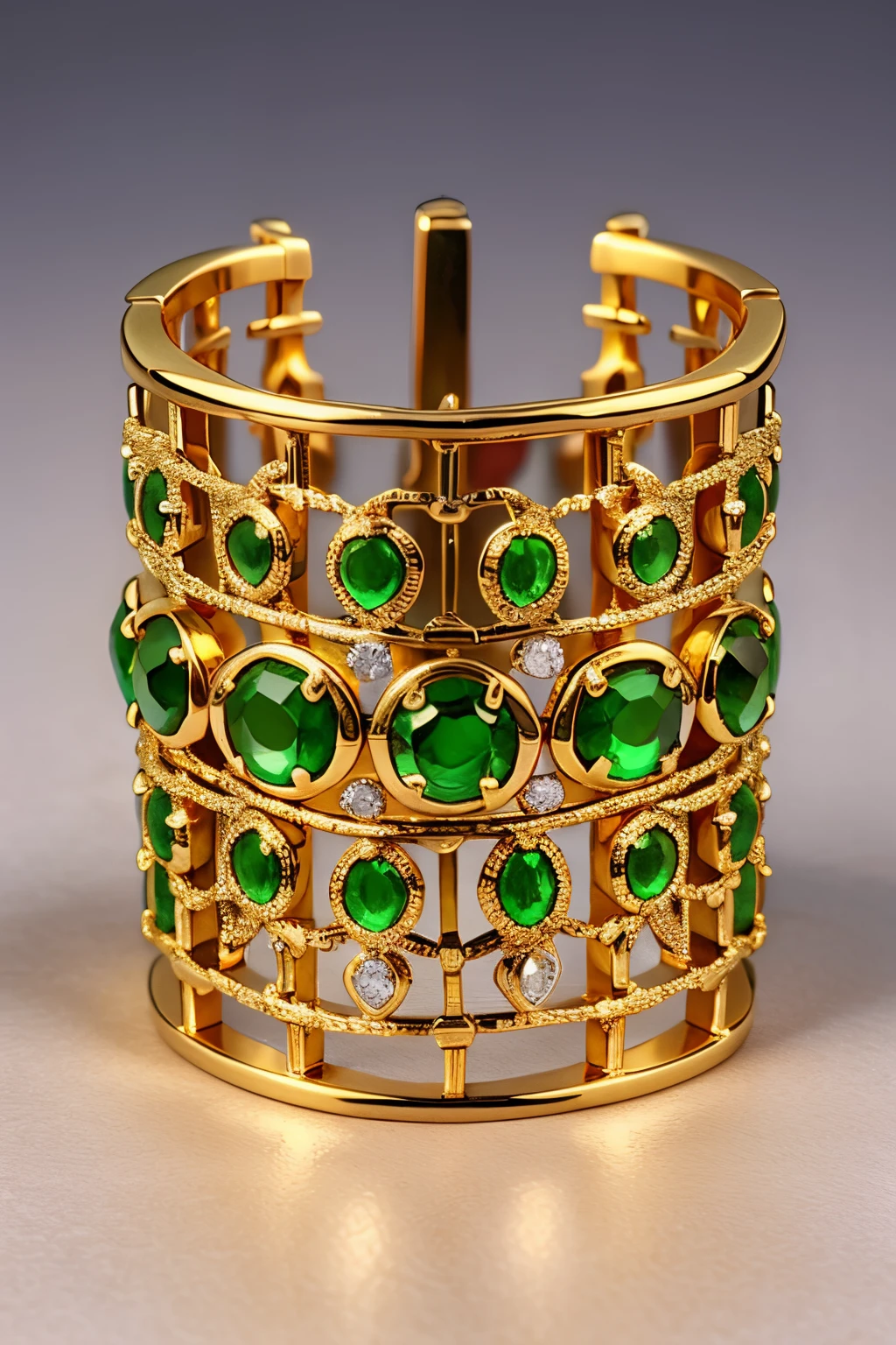 gold bracelet with emeralds and diamonds