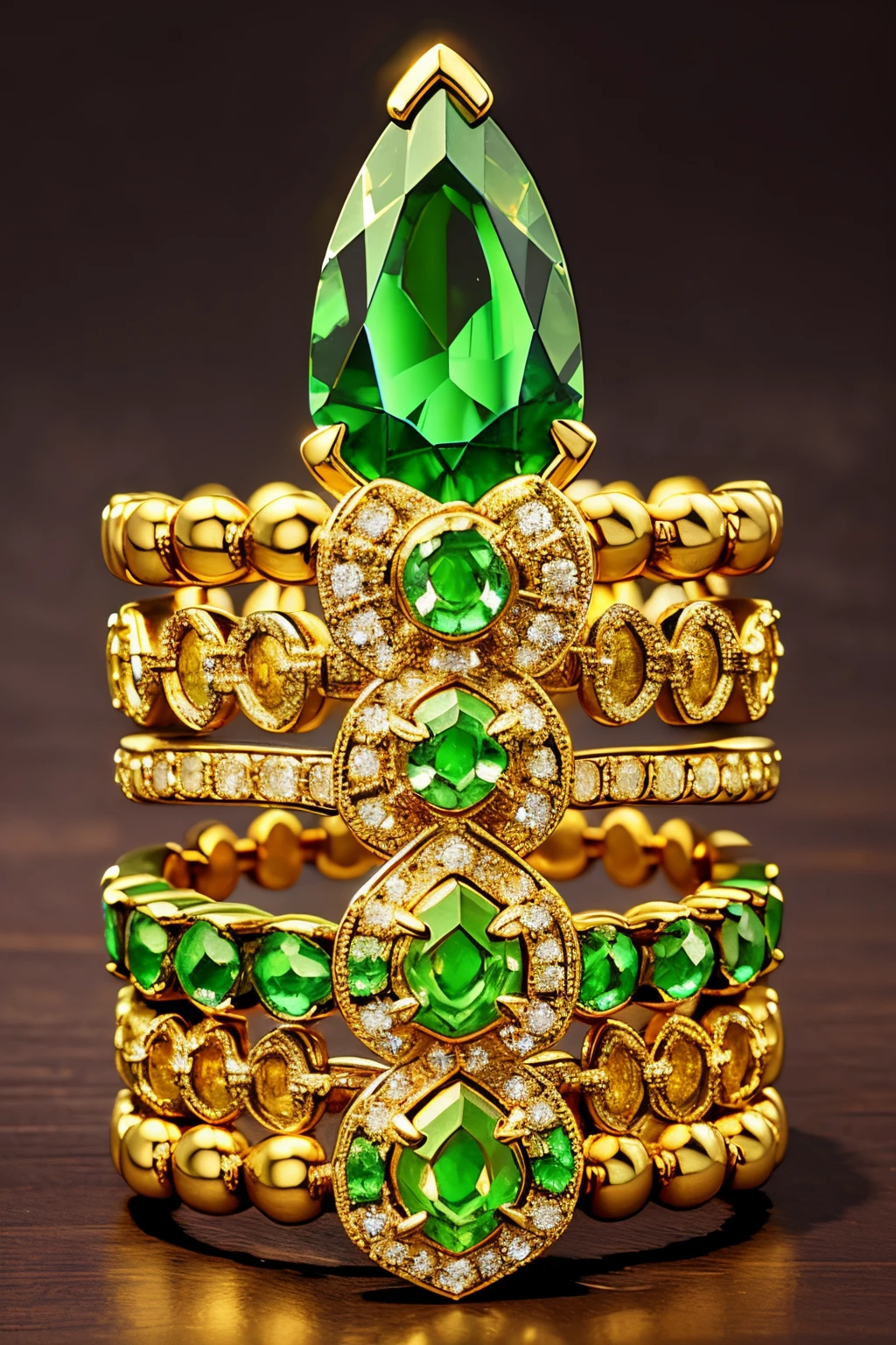 gold bracelet with emeralds and diamonds