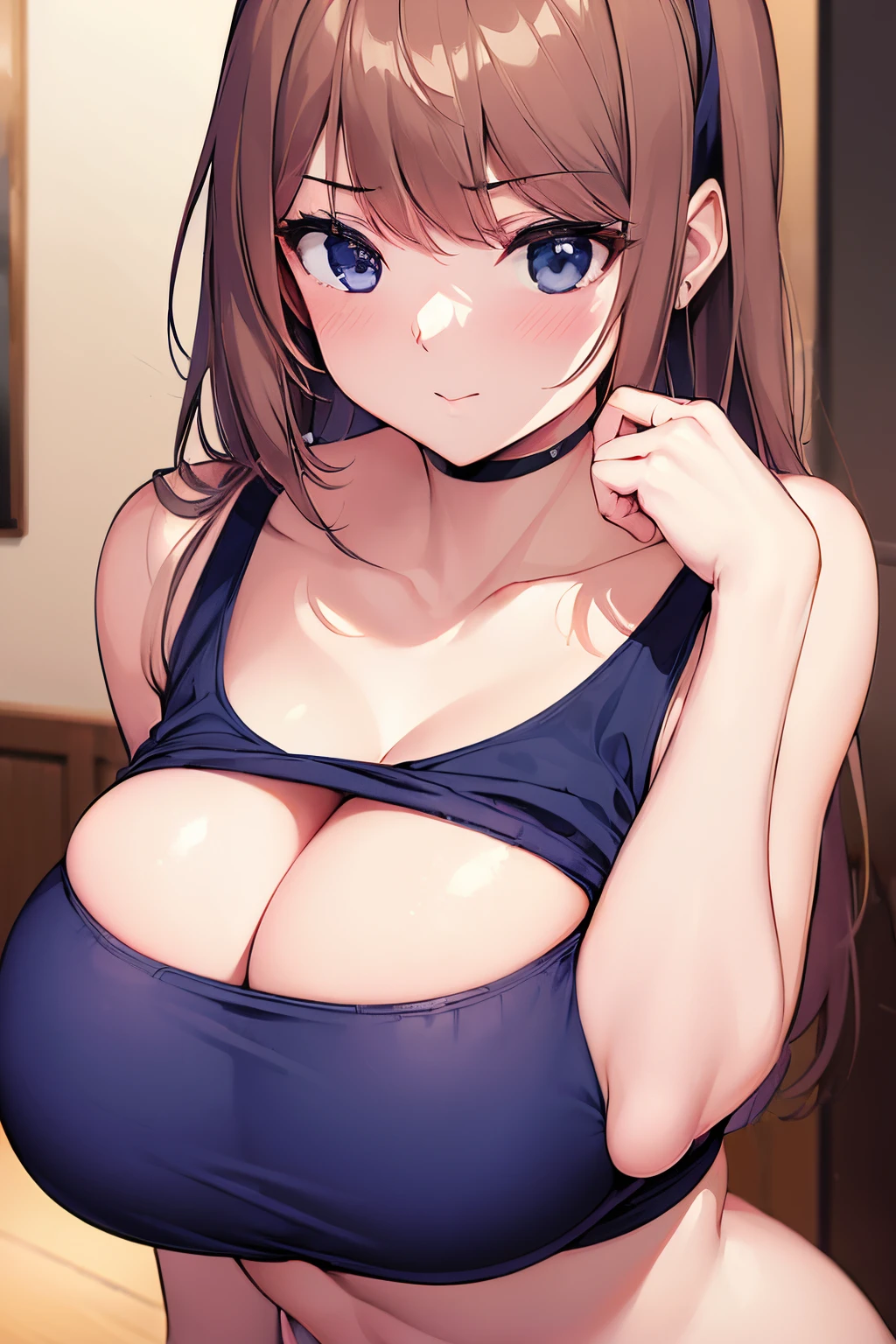 (tmasterpiece:1.4), (Best quality:1.4), Anime,comique, 1fille,delicate face，Huge Boob,Mains libres_Bulle_tea_challenge,Bubble tea,Thé au lait de serrage des seins, sport bra