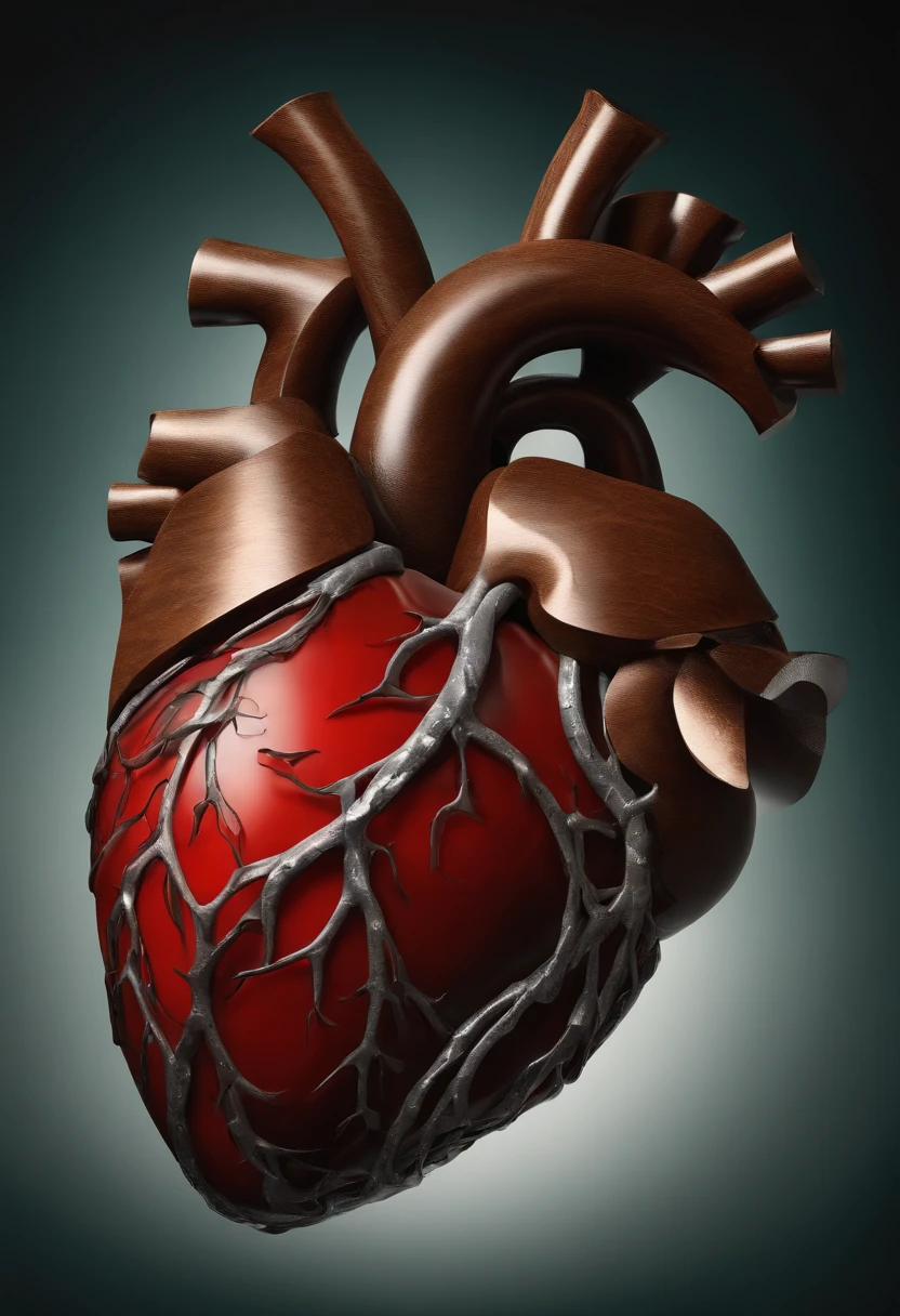 Por favor, Generate an image that represents a human heart formed from a combination of meat., barro y piedra. The heart must be wrapped in chains that hold it firmly., Representando fuerza y vulnerabilidad al mismo tiempo.. Furthermore, I wish there were colored lilies around the heart, adding a sense of beauty and life in contrast to the harsher elements. La imagen debe transmitir un sentimiento de dualidad entre fragilidad y resistencia., and also a mixture of organic and inorganic elements.. Por favor, Be creative in depicting this scene..