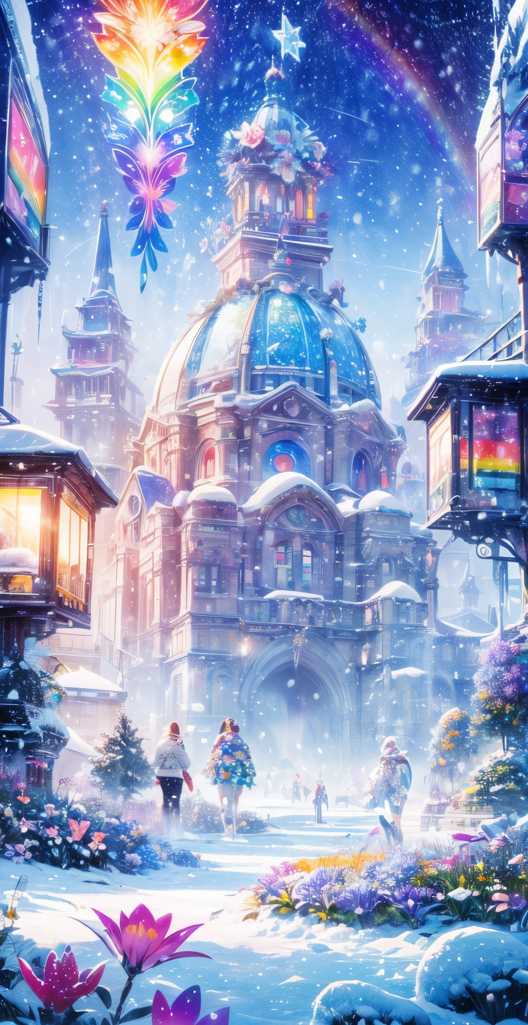 Melody Mark,top-quality、masutepiece、1womanl、独奏、(abstract art:1.4),(Psychedelia Theme:1.6),(Gunjo World:1.5),(Snow World:1.5),(Winter World:1.5),(At the center of the world is the most beautiful woman in the world),(many stars are falling:1.3),A ray of light spreads,Crystals spreading from the center,prisma(Nostalgic landscapes:1.5),(colorful flower:1.3),Garden Girl,gentle sunlight,Soft breeze,Delicate flowers,A rainbow-colored butterfly flaps its wings,Mesmerizing natural beauty,Fragments of Shining Stars,ice crystal,