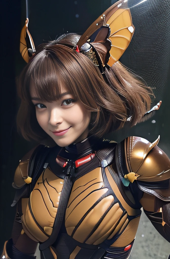 (high resolution,masterpiece,best quality,extremely detailed CG, anime, official art:1.4), realistic, photo, amazing fine details, all intricate, gloss and shiny,awesome many layers, 8k wall paper, 3d, sketch, kawaii, illustration,( solo:1.4), perfect female proportion,villainess, (fusion of dark brown cockroach and lady:1.4), (brown cockroach form lady:1.2), (brown cockroach lady:1.2), (fusion:1.2), (solo:1.4), (evil smile:1.2), muscular, abs, (cockroach brown exoskeleton bio insect suit:1.4), (cockroach brown exoskeleton bio insect armor:1.2), (brown transparency cockroach wing:1.4), (brown cockroach antennae:1.3),