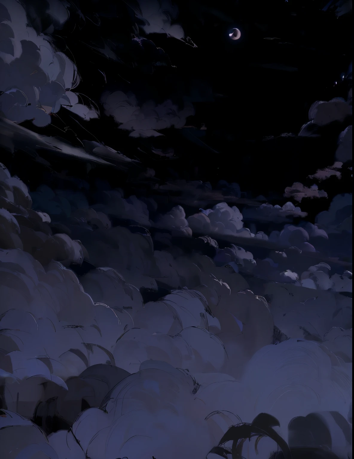 Clouds background under moonlight, Background with ( Dark _ Smoke smell ), ominous background, Gloomy background, completely dark background, Dark inside the background, overcast sky, darkness's background, Background with ( Dark _ smokes ), cloudy night, cloudy night sky, night clouds, natta ; digitial painting, black sky background