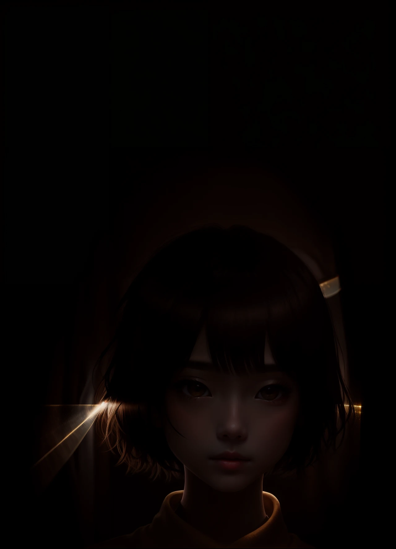 top-quality、tmasterpiece、超高分辨率、(Real light:1.5)、raw picture、1 girl in、turbid、deep shading、unobtrusive、cold light、Sexy appearance、Short hairstyle,(Brown)