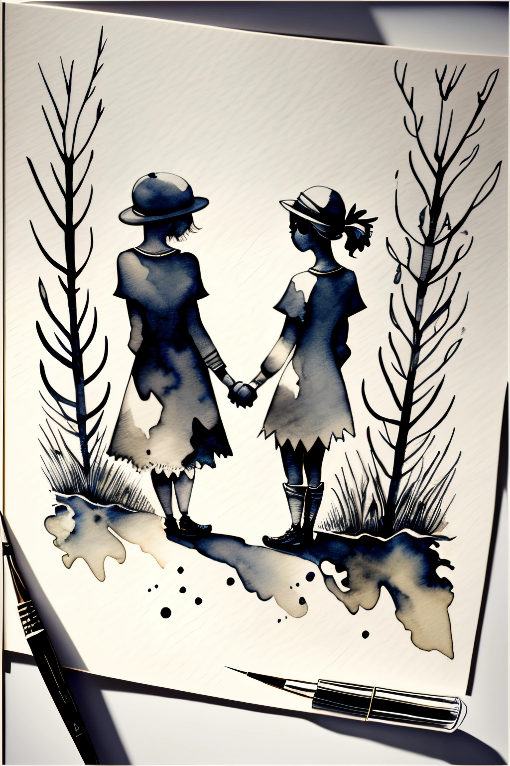 handshake, monochromes, Watercolor Art, Beautiful and delicate, Design drawings, art by, The 8k quality, Masterpiece, Fantastical