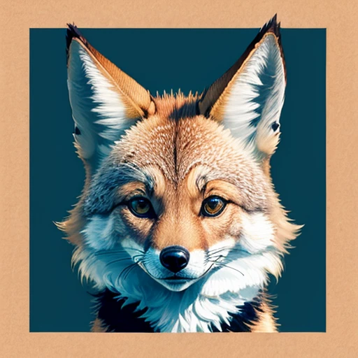 coyote　cute little　frontage　only face　illustratio　For children