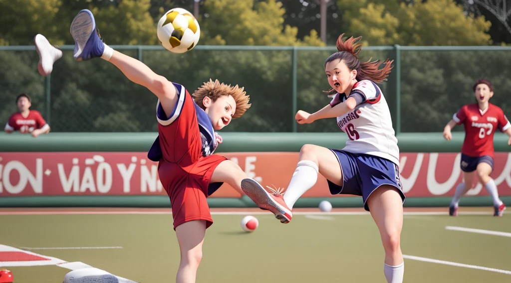 Baboon kicking kickball