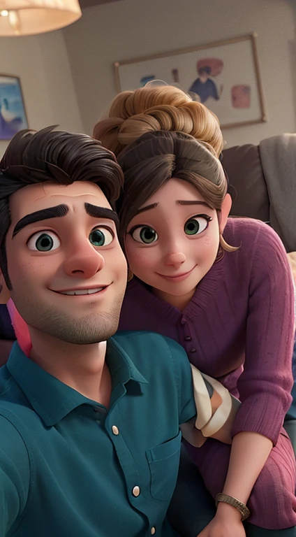 there is a man and woman sitting on a couch together, in love selfie, lovely couple, profile picture, 8k selfie photograph, couple pose, blurry image, ghutra and egal, selfie photo, very very low quality picture, happy couple, candid picture, profile pic, inspired by Saurabh Jethani, profile image, jayison devadas, facebook post