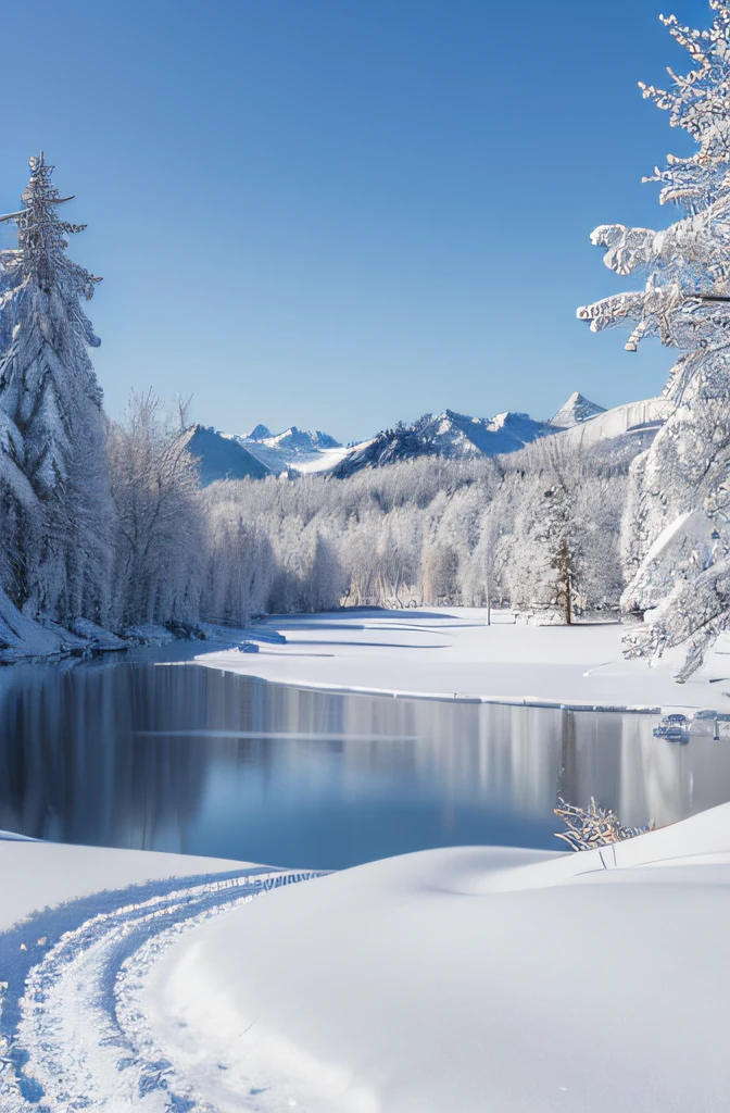 at winter season,White snow,4K Ultra HD, 超高分辨率, (realistically: 1.4), Best quality,tmasterpiece