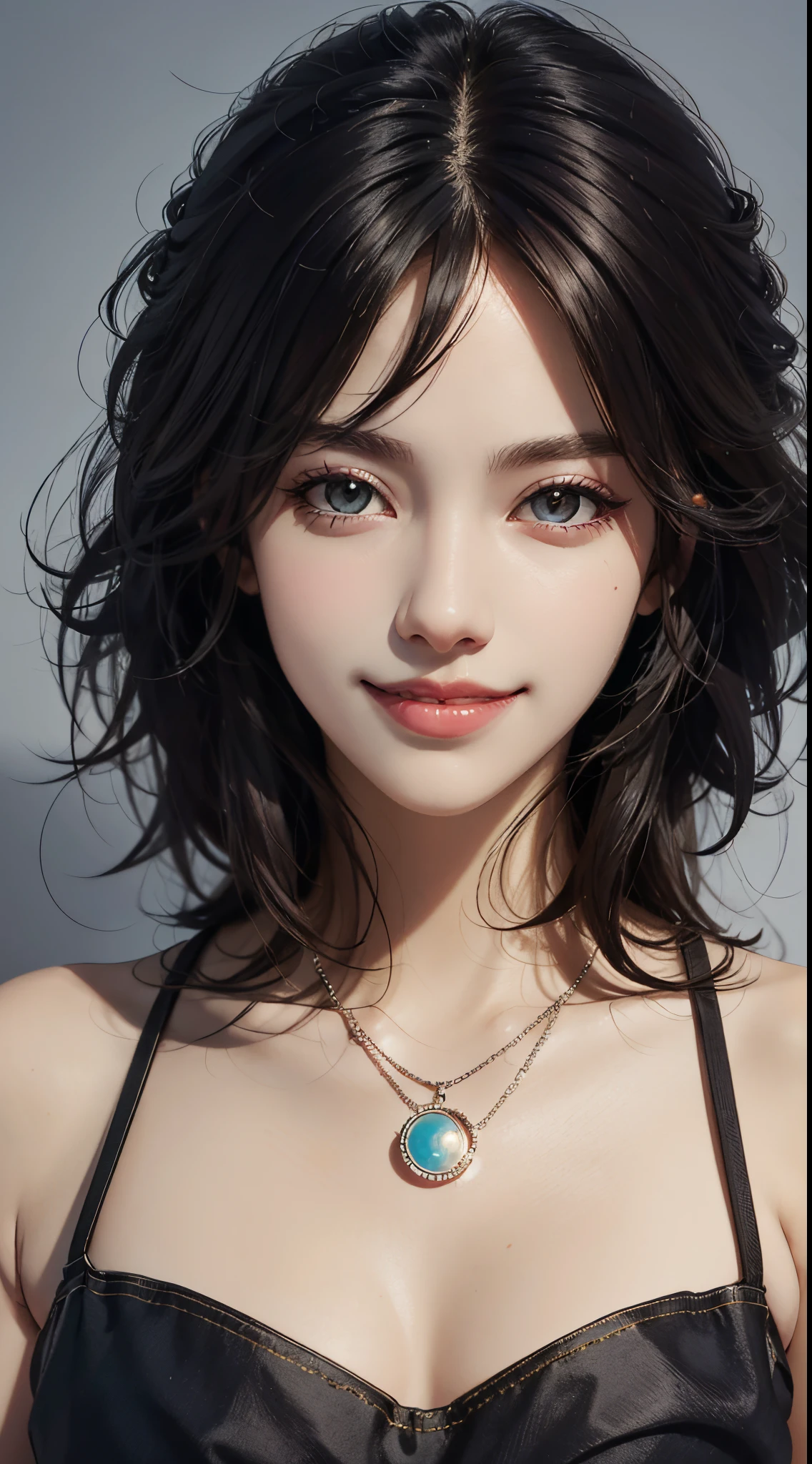 Round face, short black hair, big eyes, double eyelids, white skin, smiling dimples, cute sister, pure, sweet, gentle and kind, perfect, cute, double exposure, real cg