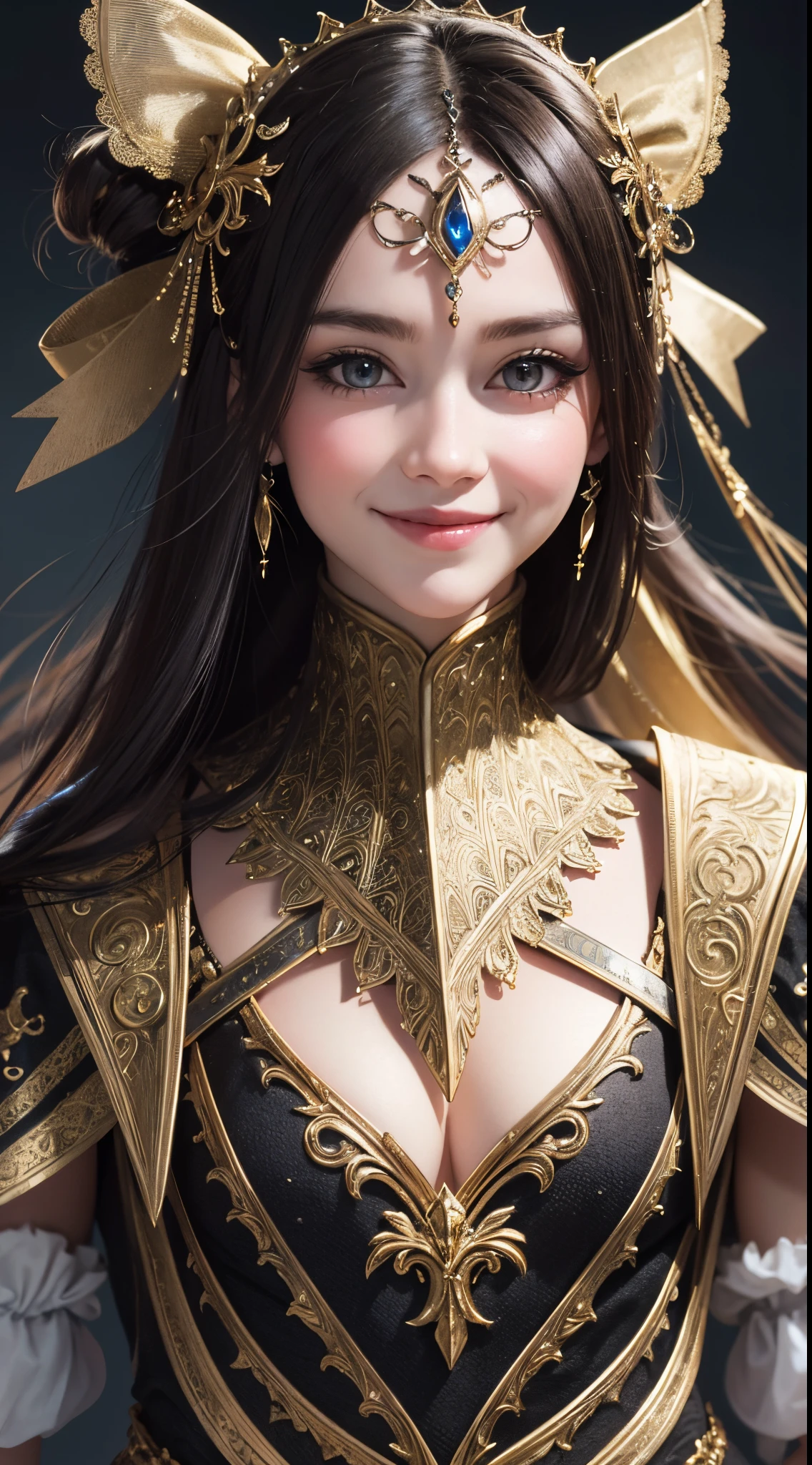 (UHD, retina, masterpiece, accurate, anatomically correct, textured skin, super detail, high details, high quality, best quality, high res, 1080P, HD, 4K, 8k, 16k), (beautiful detailed eyes, beautiful detailed lips, extremely detailed eyes and face), studio lighting, physically-based rendering, vivid colors, (large breasts, glamorous body), (portrait, shiny hair, shiny skin, blush, hair blowing in the wind), ( background, bokeh:1.5), eye reflection, jet black hair, (smile and laugh:1.5),