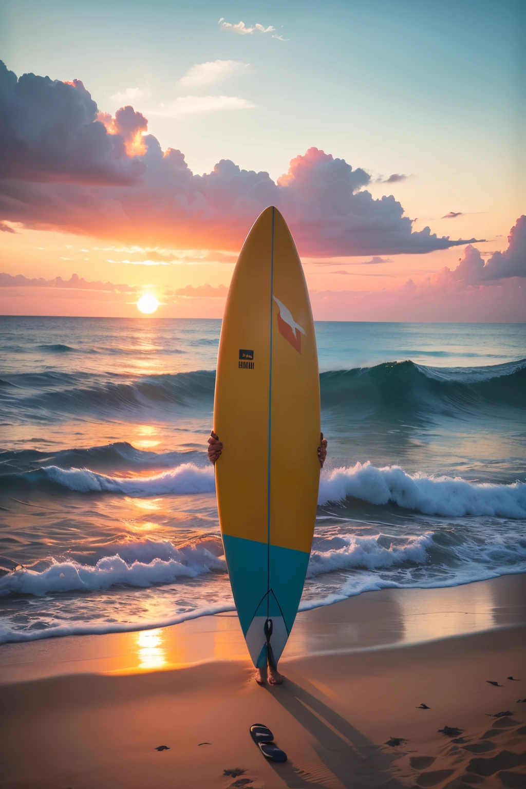 surfer standing on the beach at sunset with his board, a photo of Alena Aenami, Pexels contest winner, fantastic realism, amazing wallpaper, high quality wallpaper, 4k wallpaper, 4K wallpaper, wallpaper high-quality, artistic wall art. Alena Aenami, high quality desktop wallpaper, beautiful wallpaper, Nice Sunset, 4K Wallpaper, 4k Wallpaper