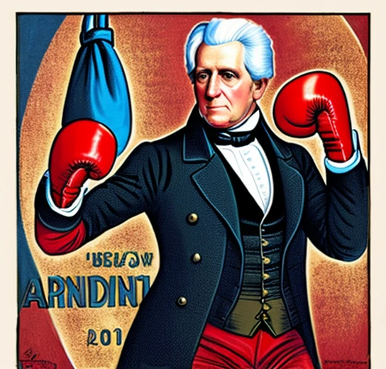 Andrew Jackson wearing boxing gloves