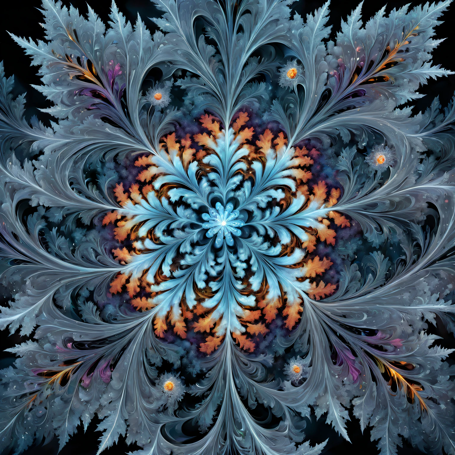 （tmasterpiece，top-quality，Best quality，offcial art，Beauty and aesthetics：1.2），（snowflower），The is very detailed，（s fractal art：1.3），Extremely colorful，Most detailed