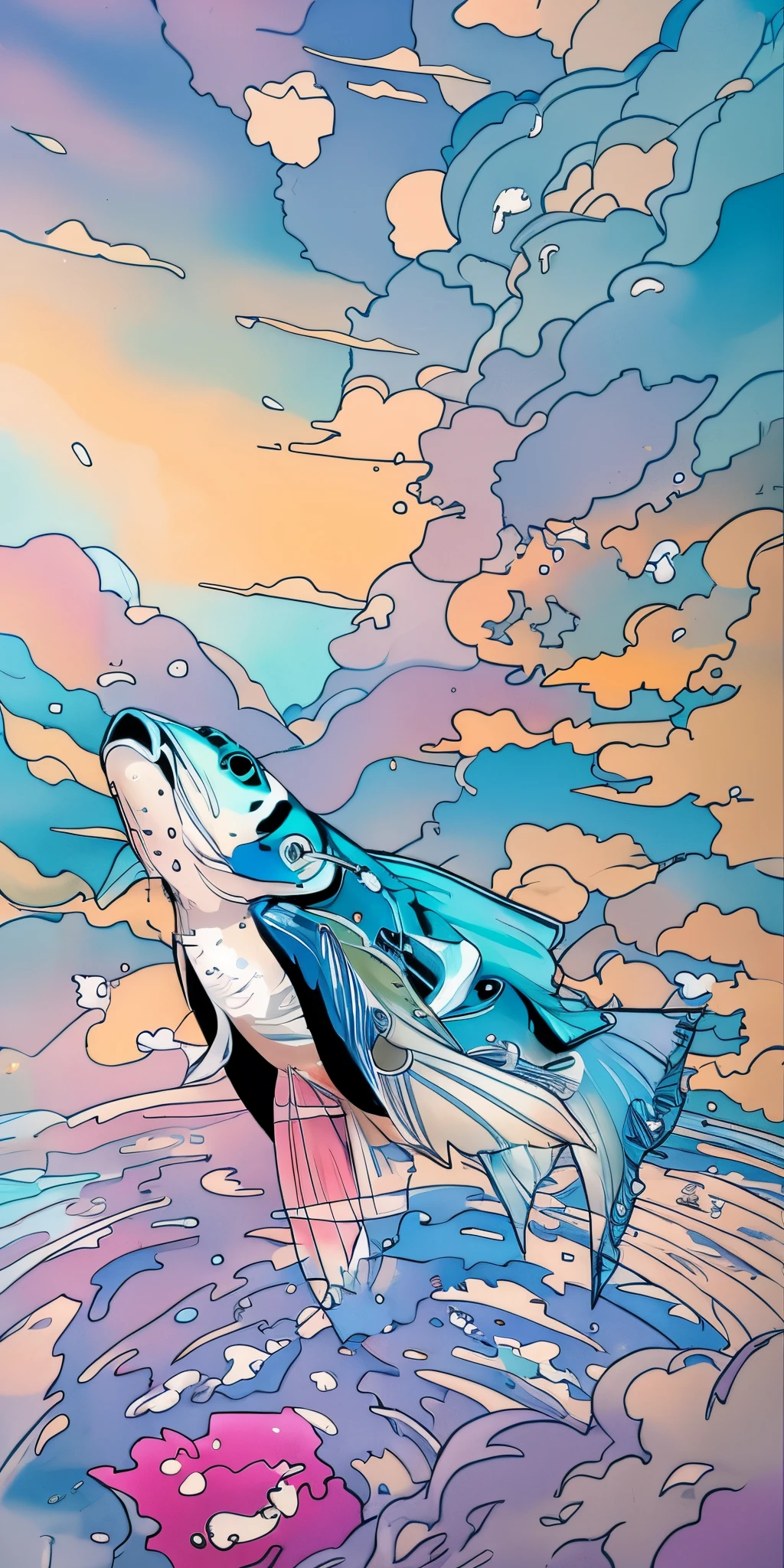A colorful fish on the sea
