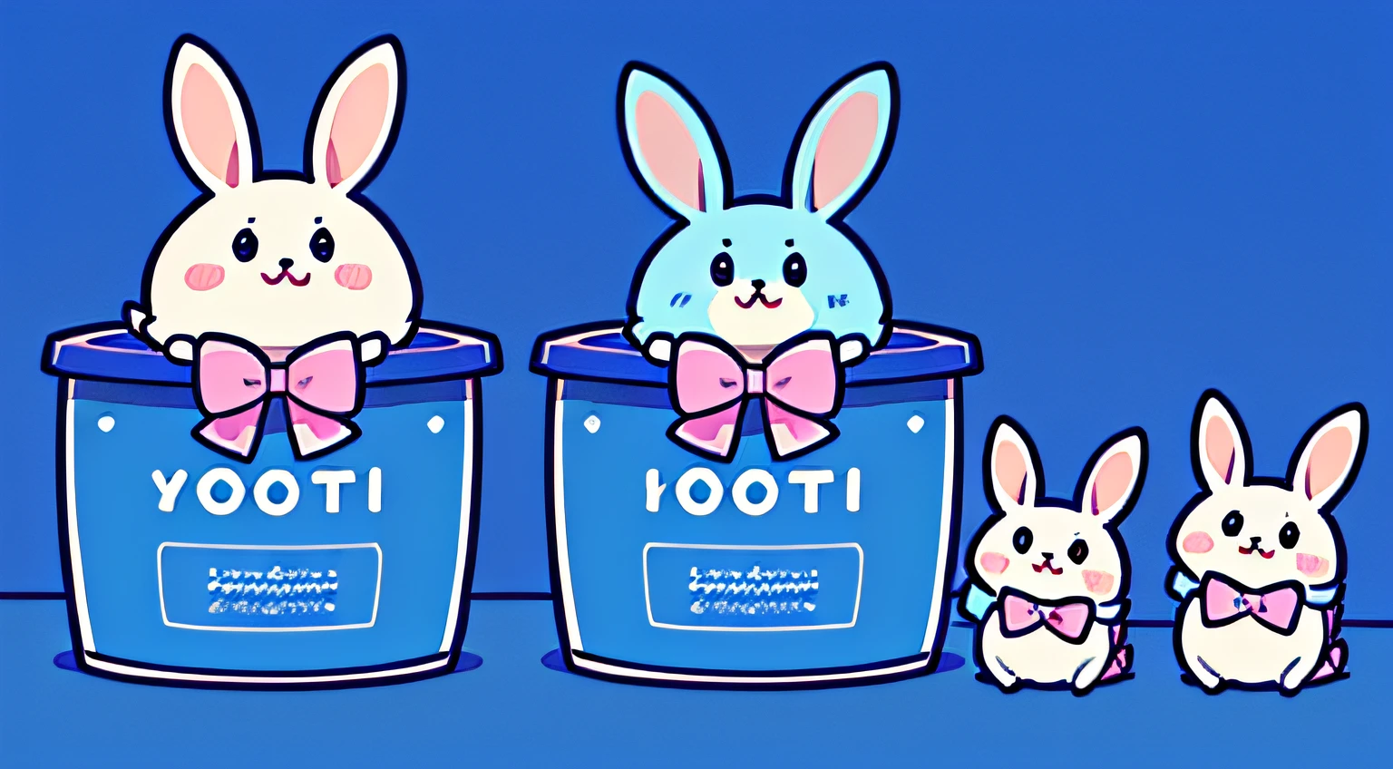 Logo design,(Clear itinerary),Flat style,(blue,Pink theme:1.2),dialog box,Input box,adorable rabbit,adorable rabbit,adorable rabbit,Bow knot,many bows