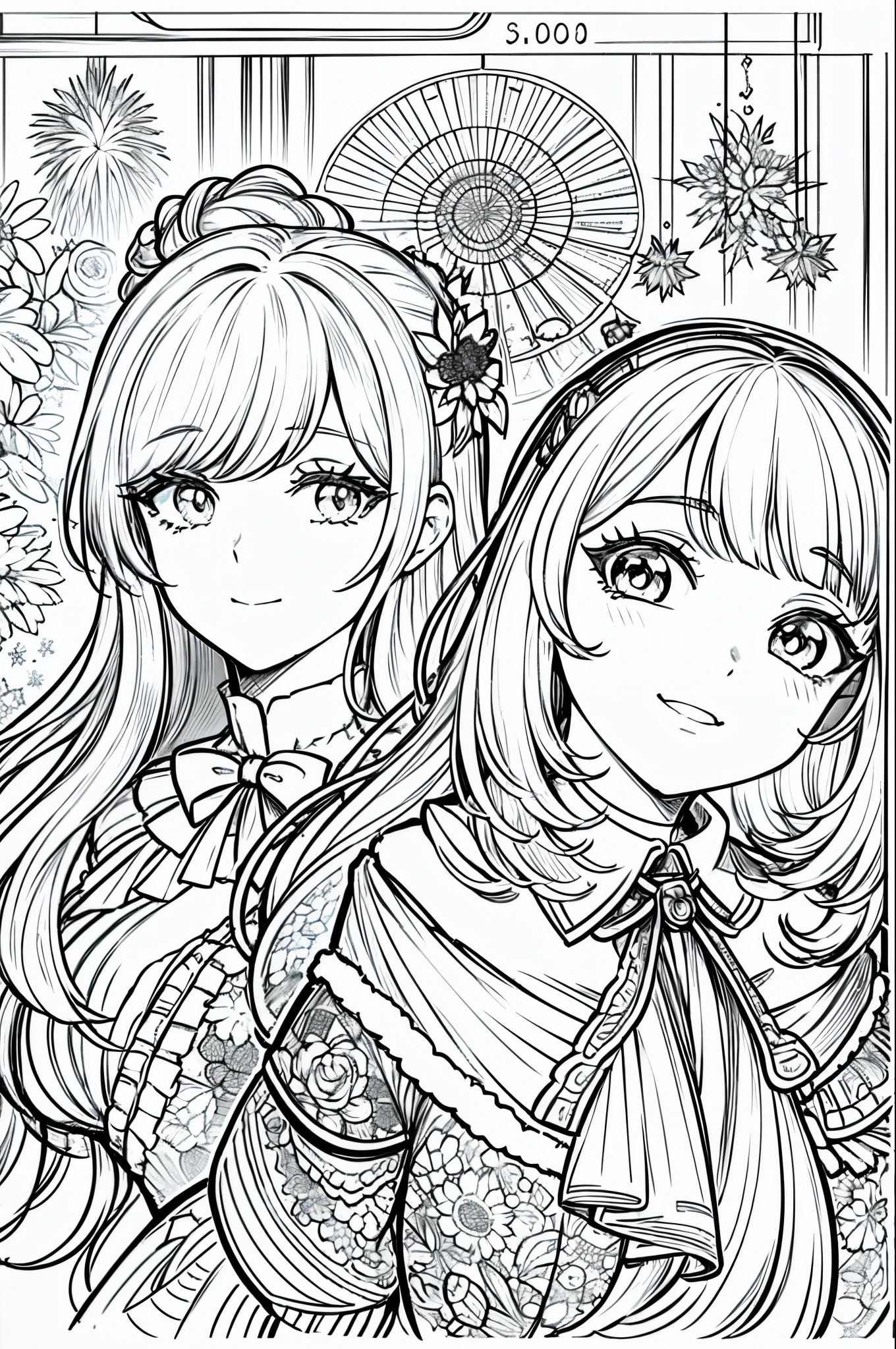 Anime Coloring Book Black White 