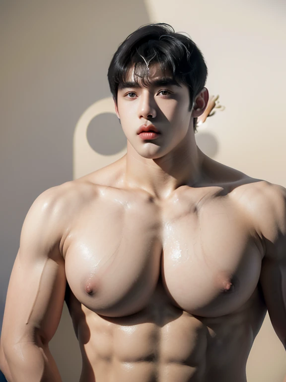 ,(caustics:1.5 )
(hot:1.3),
(1 boy:2.5),Cai Xukun,17-year-old boy,(thin face:1.5), (vast pecs:1.6), (round pecs:1.4), (big pecs:1.4),(micchi:1.3),(boy's short hair:1.7),(straight-backed :1.5),(thick eyebrows:1.1),(naked),(waist up)
(textured bangs:1.6),slim body,thin,(cool boy:1.6),good looking,handsome