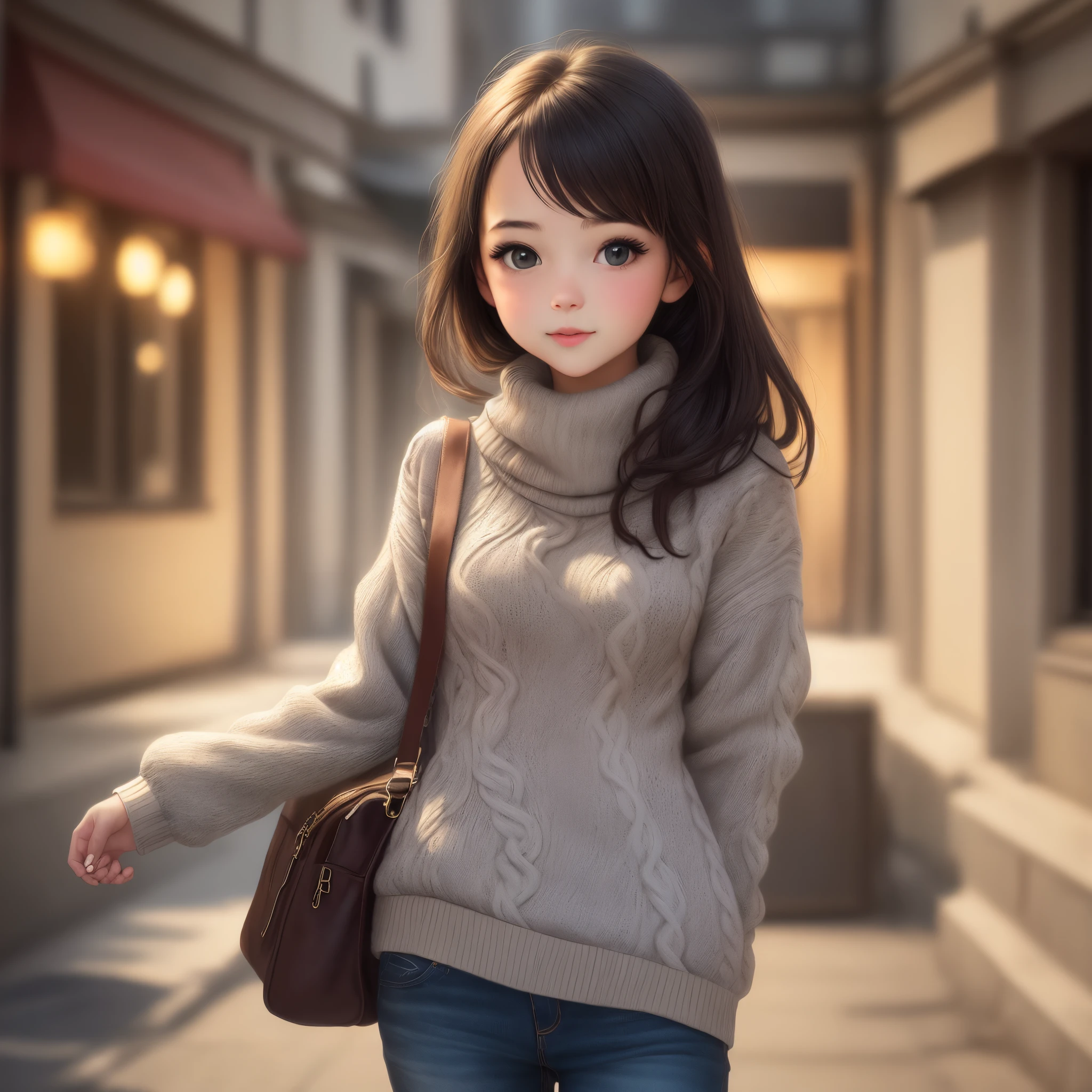 Create a  picture of a girl in sweaters