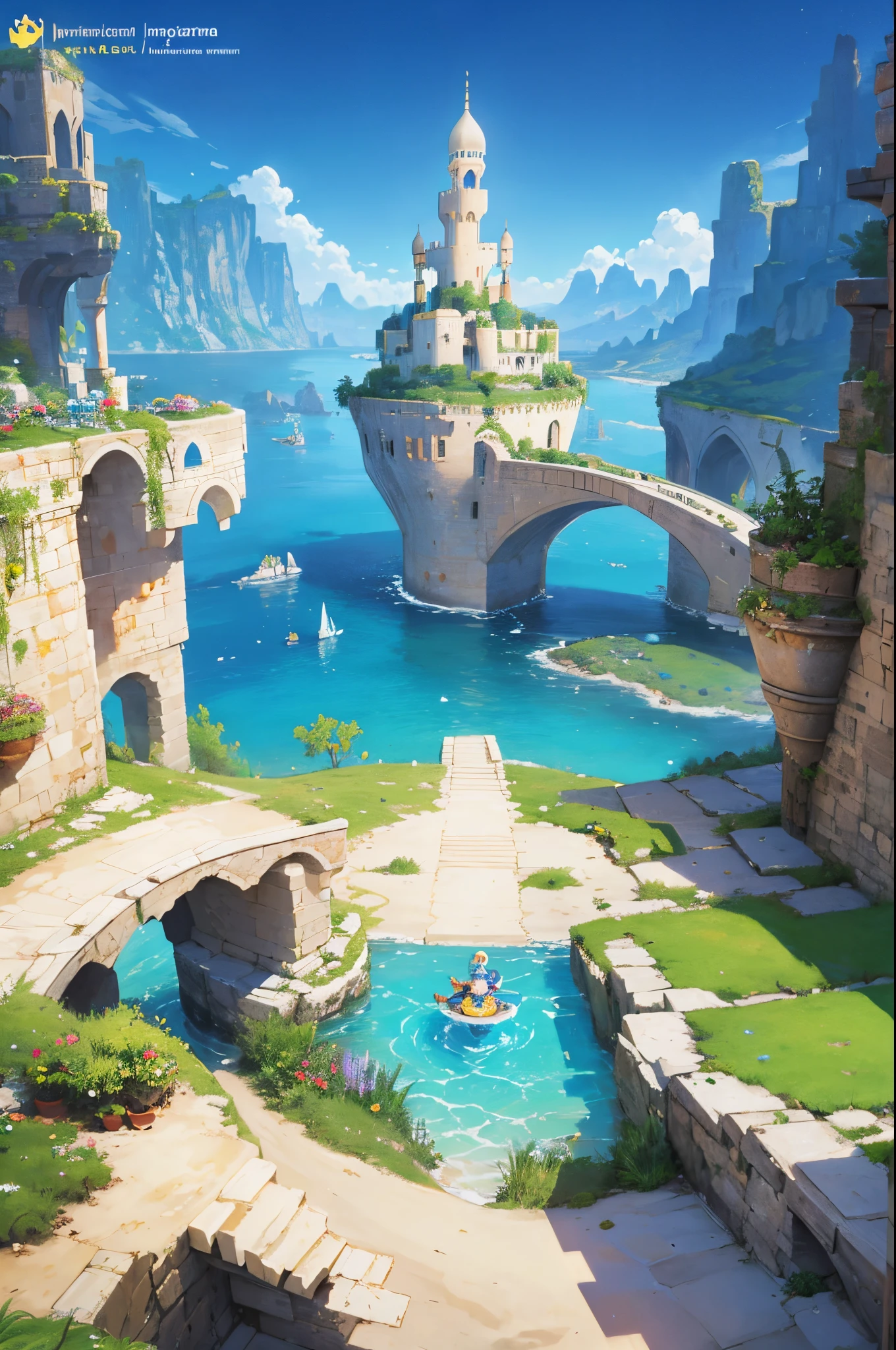 Embark on an enchanting journey through the Arab Wonderlands, featuring magical dunes, royal castles, floating gardens, charming villages, mystical mountains, and vibrant play zones inspired by Lora's adventures, all designed with top-quality art, HD depth, and rich colors, creating a kids-friendly map that combines fantasy and cultural exploration.