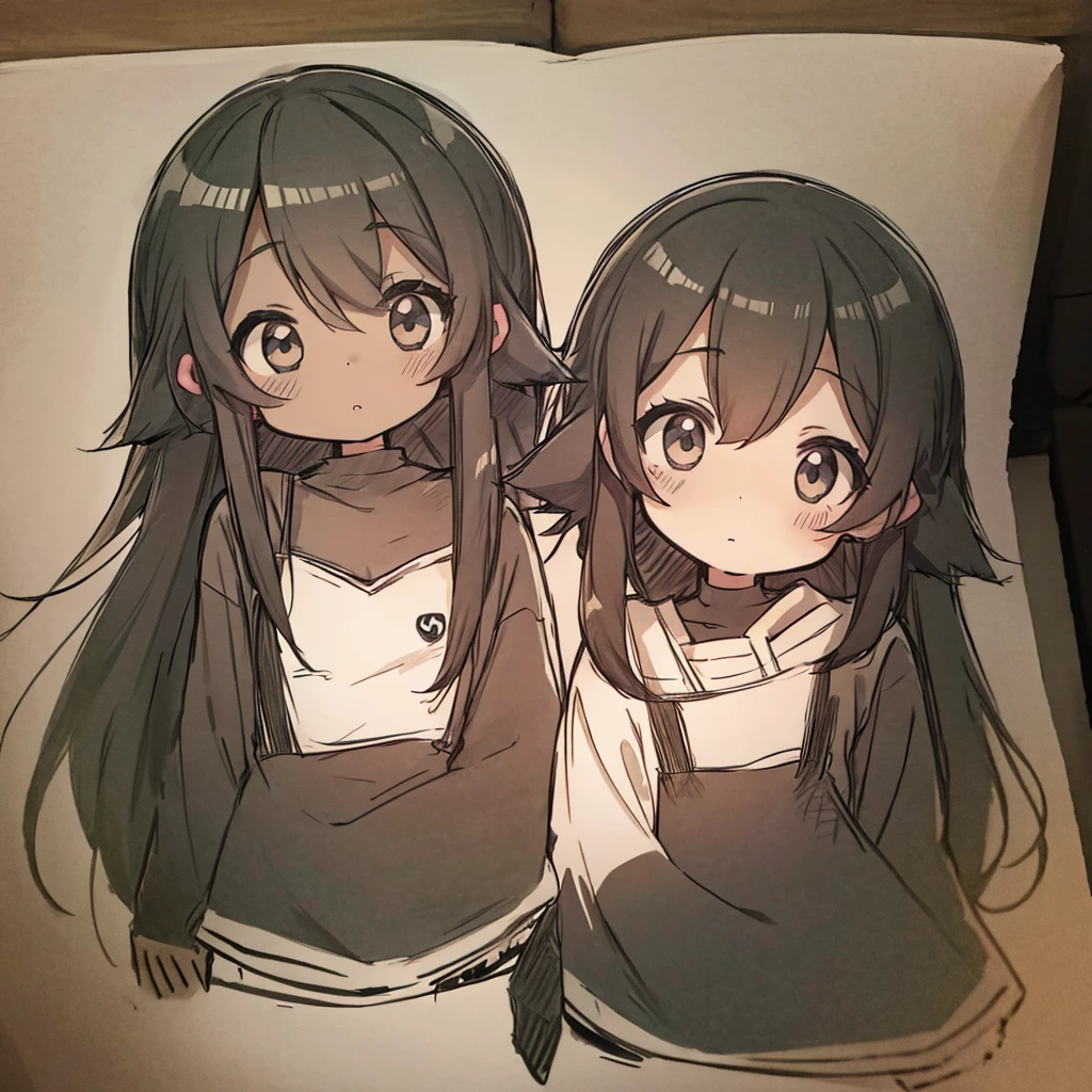Kawaii chibi twins,black skin,cute hair,kawaii
