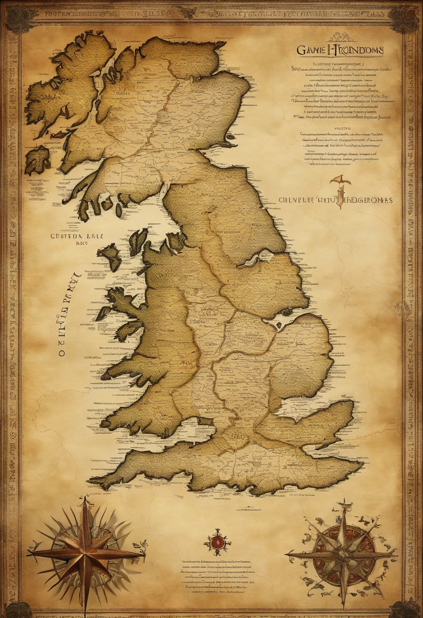 A photo of a parchment with a detailed map of the Seven Kingdoms spread out on a table,HBO's Game of Thrones,Varys is a heavier set bald man, who wears fine embroidered robes, famously portrayed by Conleth Hill, male