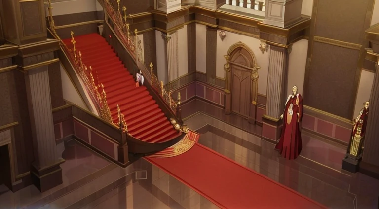 Arafad view of red carpet staircase leading to a large building, in their noble mansions, Screenshot of the animated movie, Today’s recommended anime is still, in the throne room, in the anime film, Opening scene, anime movie screenshot, Screenshots from the 2012 animation, anime scene, royals in quarrel, Animated static screenshot