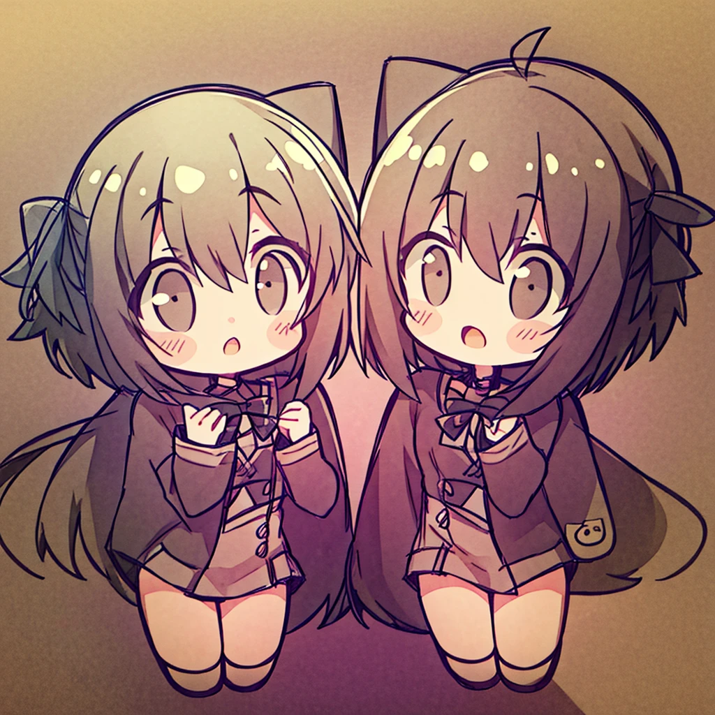 Kawaii chibi twins,black skin,cute hair,kawaii