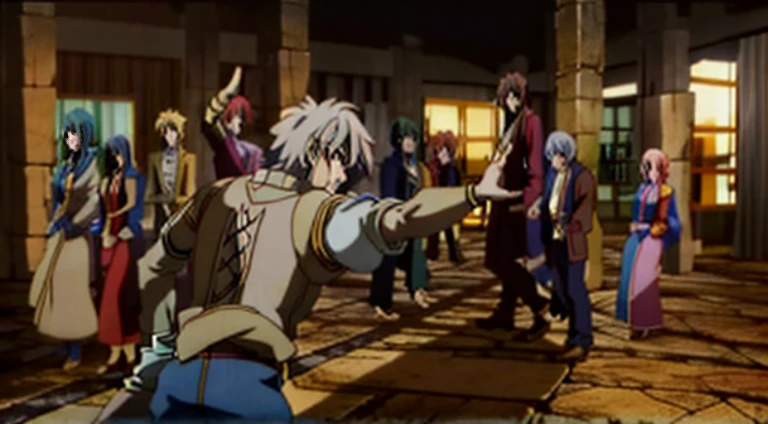 Anime character in a dark room with a group of people, Screenshot of the animated movie, in the anime film, Today’s recommended anime is still, Epic animation of tuff luck, anime movie screenshot, Screenshots from the 2012 animation, Still from anime, Still from TV animation, 8K!, krenz cushart and artem demura, Gravity impact