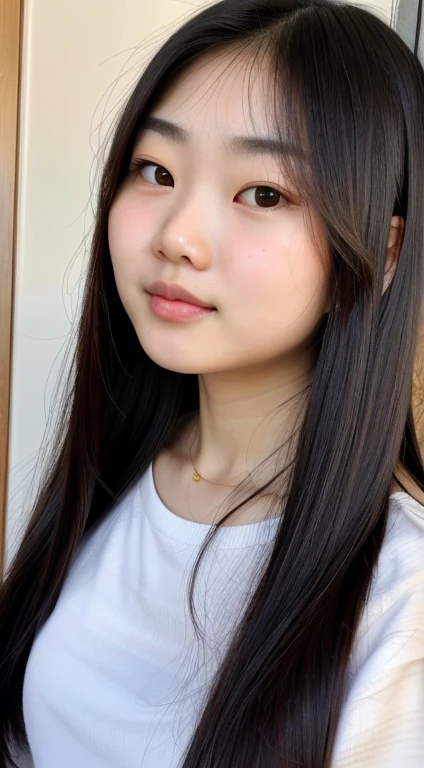 An ultra-high picture quality,ultra-quality,8k,Busu,innocent,beautiful hair and square face,Asians,A hyper-realistic,Muchimuchi,Dumpling nose,Narrow-eyed