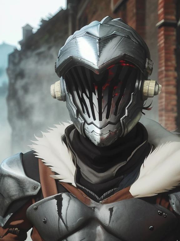 obra-prima, melhor qualidade, retrato de goblin slayer, 1boy, olho flamejante, armadura, capacete, armadura preta, sangue, armadura completa, brilhante, olho brilhante, capacete, cavaleiro, foco masculino, pluma, solo, com sangue