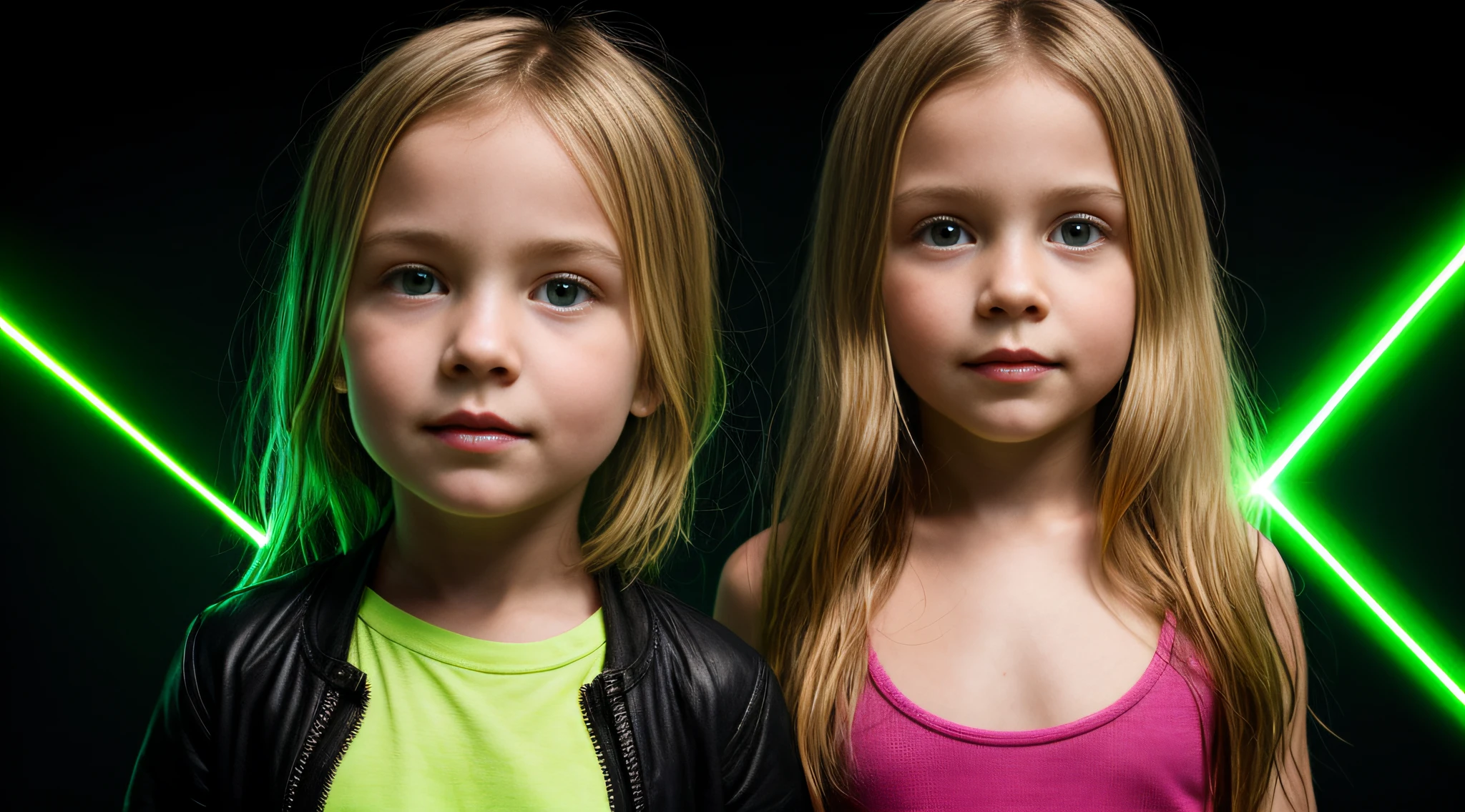 blonde girl, com asas em um fundo roxo, Asas pretas ligeiramente queimadas, Asas Negras, lasers verdes, background black.