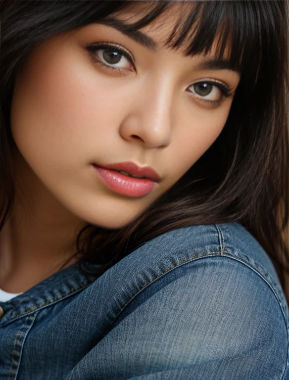 (highres:1.2), realistic sailor Mars, blue jean outfit, beautiful detailed eyes, beautiful detailed lips, mars background, fire