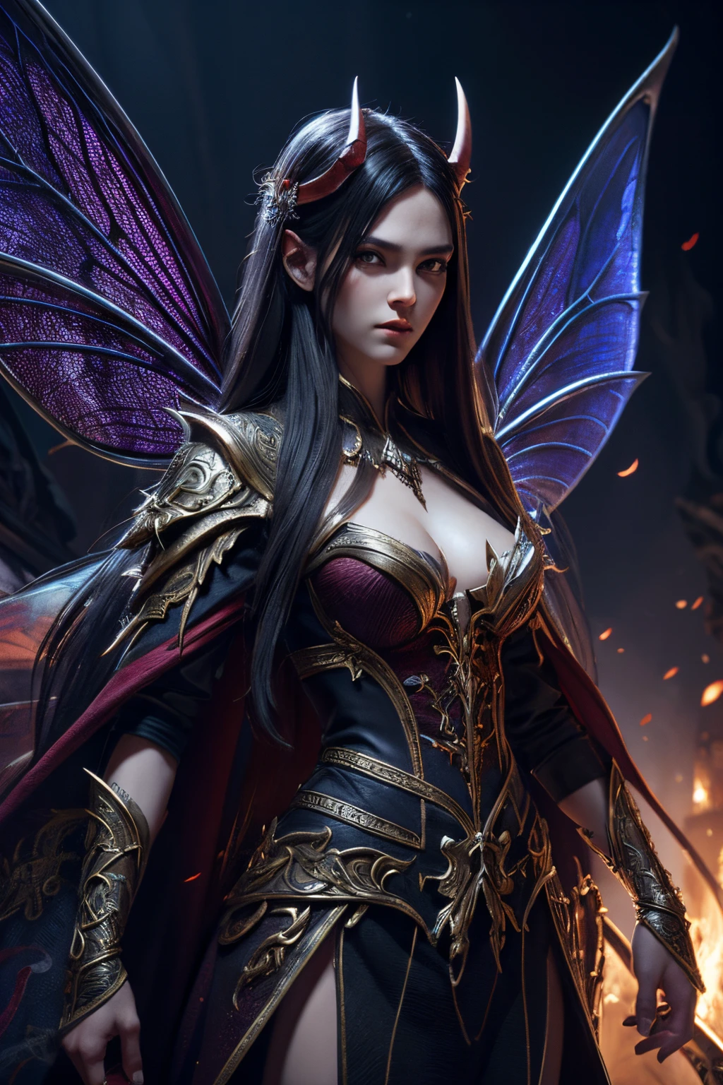 Full-length demon man and beautiful girl, fairy tale, fantasy, realistic photo, beautiful art, high detail, digital painting, cinematic, stunning, hyper-realistic, sharp focus, high resolution 8k, insanely detailed