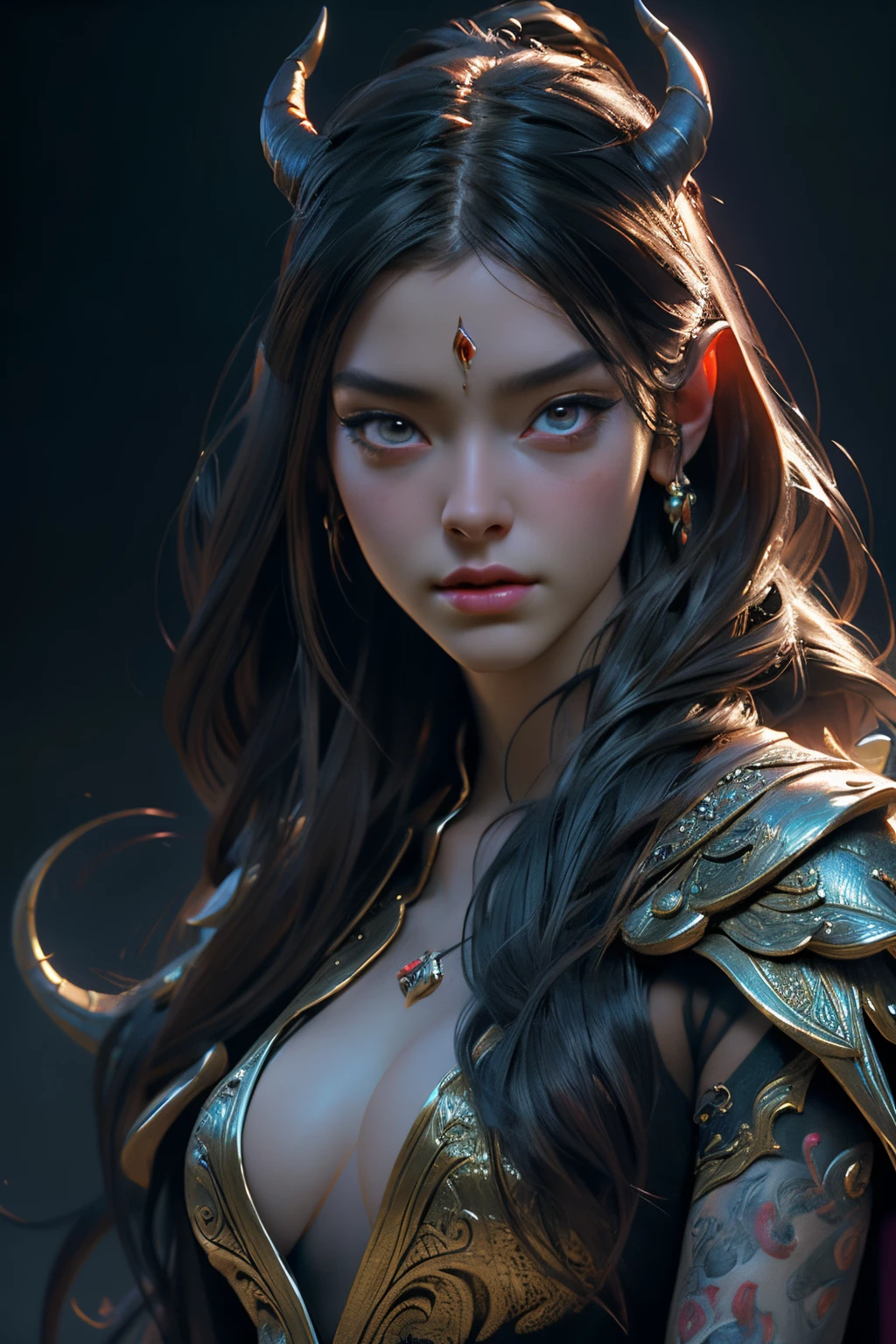 Full-length demon man and beautiful girl, fairy tale, fantasy, realistic photo, beautiful art, high detail, digital painting, cinematic, stunning, hyper-realistic, sharp focus, high resolution 8k, insanely detailed
