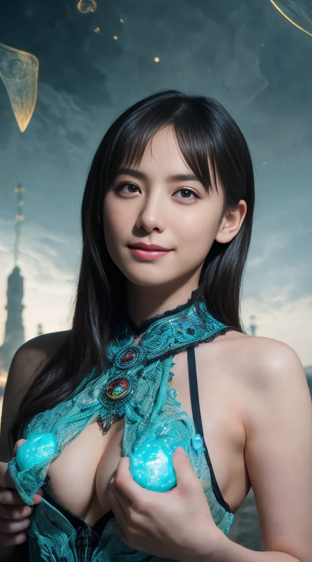 (Two beautiful age italian girls:1.6), Close friends, (They are hugging each other:1.2), Kiss her cheek or chest,(Detailed iridescent bodysuit with beautiful fractal or marble design:1.5), Incredible and spectacular scenes, ((High quality)), ((Detailed)), ((Fantasy)), Blue Plasma Brain, Green Plasma Body, Vulgarity, beutiful breast, obscenity, (Lewd smile:1.2), coarse, Obscene, mean, (raunchy:1.2), (Immoral:1.2), Lachish, (small breasts with beautiful raised pink areolas,,,:1.5), (Cameltoe), (Expression of ecstasy:1.2), Photorealistic, Official art, unity 8k wall paper, 8K Portrait, Best Quality, Very high resolution, (Incredibly beautiful nature background:1.6), (18 years old:1.5), (Sexy and glamorous:1.1), (A coquettish expression:1.6), (seductively smiling:1.6), (erotic posing:1.9), (Model Posing:1.8), Beautiful seductive face, Portrait, (Thick eyebrows:1.4), (Big scarlet eyes:1.2), Beautiful eyes with fine symmetry, (Ultra detailed eyes:1.4), (High resolution blue eyes:1.1), Intimate face, (ultra detailed skin texture:1.4), White skin, pale skin, Perfect Anatomy, Thin, (Beautiful toned body:1.5), Hair Bow, (Moist skin:1.2), No makeup, (dark circles:1.1), Good anatomy, Focus Face, good-looking, (Emilia Clark:0.6) (Emma watson:0.3),(Jennifer Connelly:0.4), (sensual face:1.5), Elegant face, Nice, Dolce, (Around her neck is a simple necklace of exquisite workmanship), (Bioluminescence with brilliant brilliance:1.4), (Luminous magic circle:1.5), Ruins of an ancient castle, Shining majestic cloud masses and sky, lightning bolt, Epic Realistic, (Greg Rutkowski:0.8), (teal and orange:0.4), (Art Station:1.5), Cinematic, (nffsw:1.5), Hyper Detailed, Dramatic light, (Intricate details:1.1), Beautiful black hair, (Wearing a gauntlet with a dense and very beautiful design decorated with jewels:1.1), Small chest